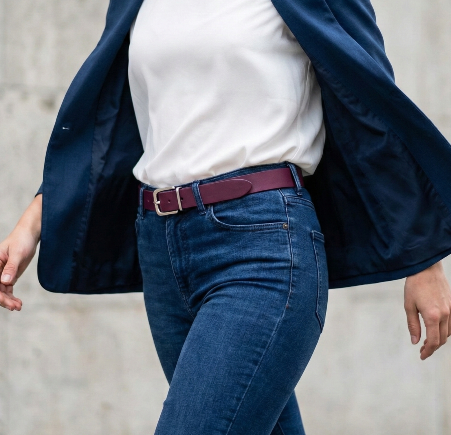 Eleganter 3cm Damengürtel „Alexandra" in Lila – Schmaler Gürtel mit Silberschnalle und Schlaufe, handgefertigt in Norddeutschland