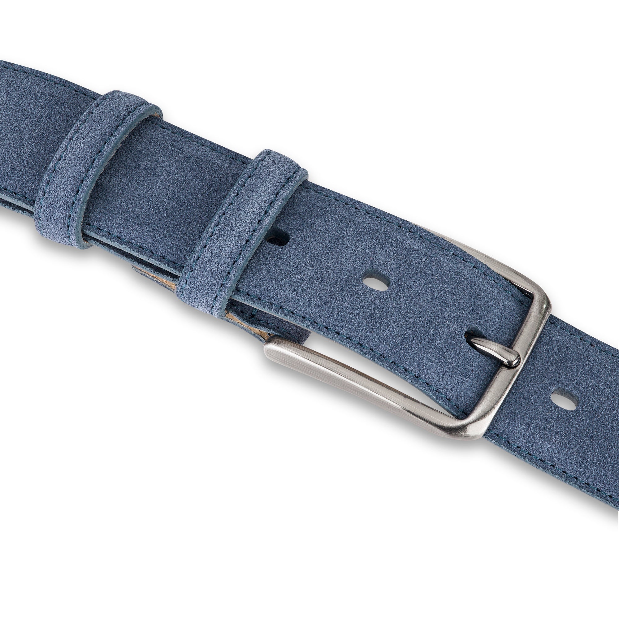 Herren Wildleder-Gürtel „Giovanni" in Jeansblau – Veloursleder, 3,5 cm breit, handgefertigt