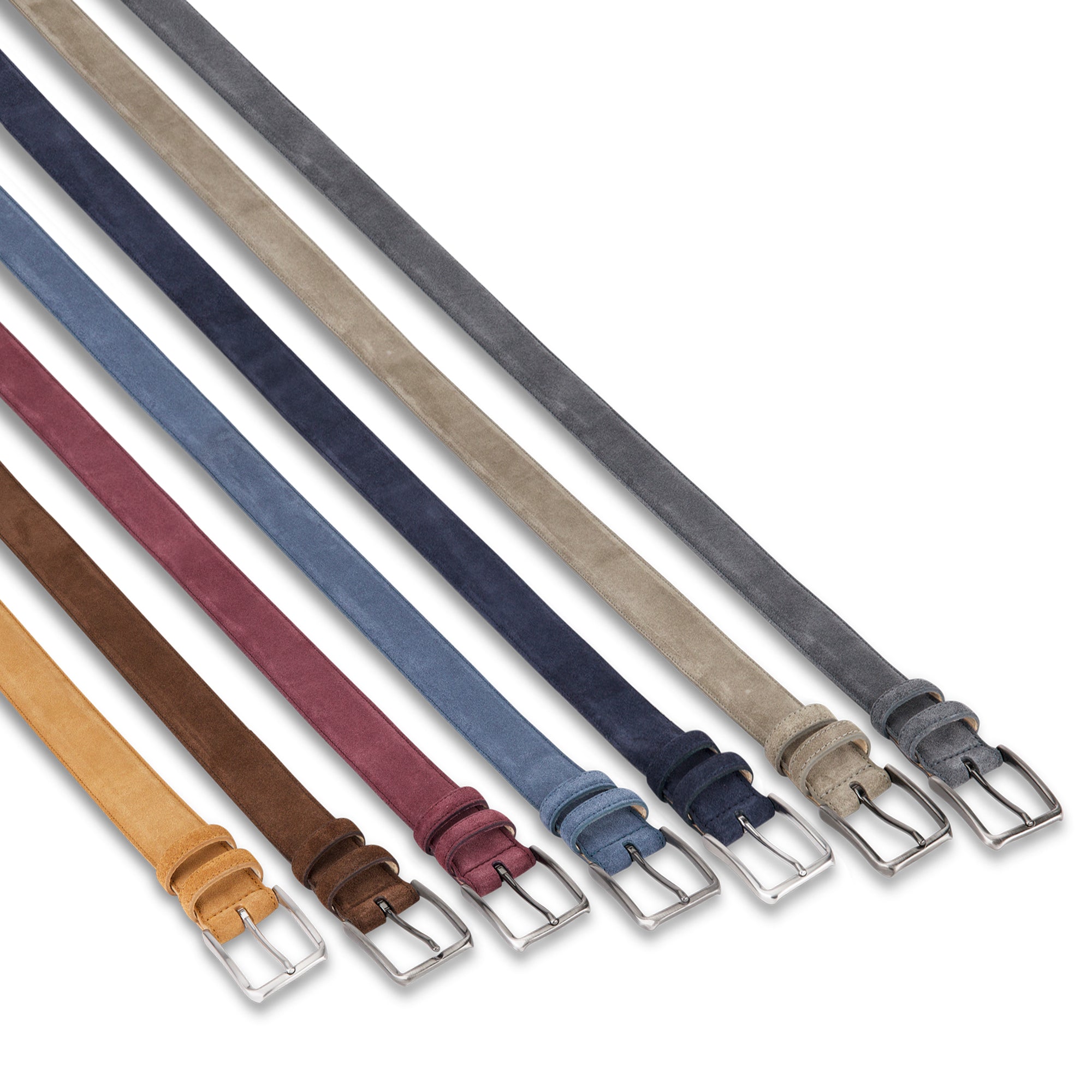 Herren Wildleder-Gürtel „Giovanni" in Mittel-Braun – Veloursleder, 3,5 cm breit, handgefertigt