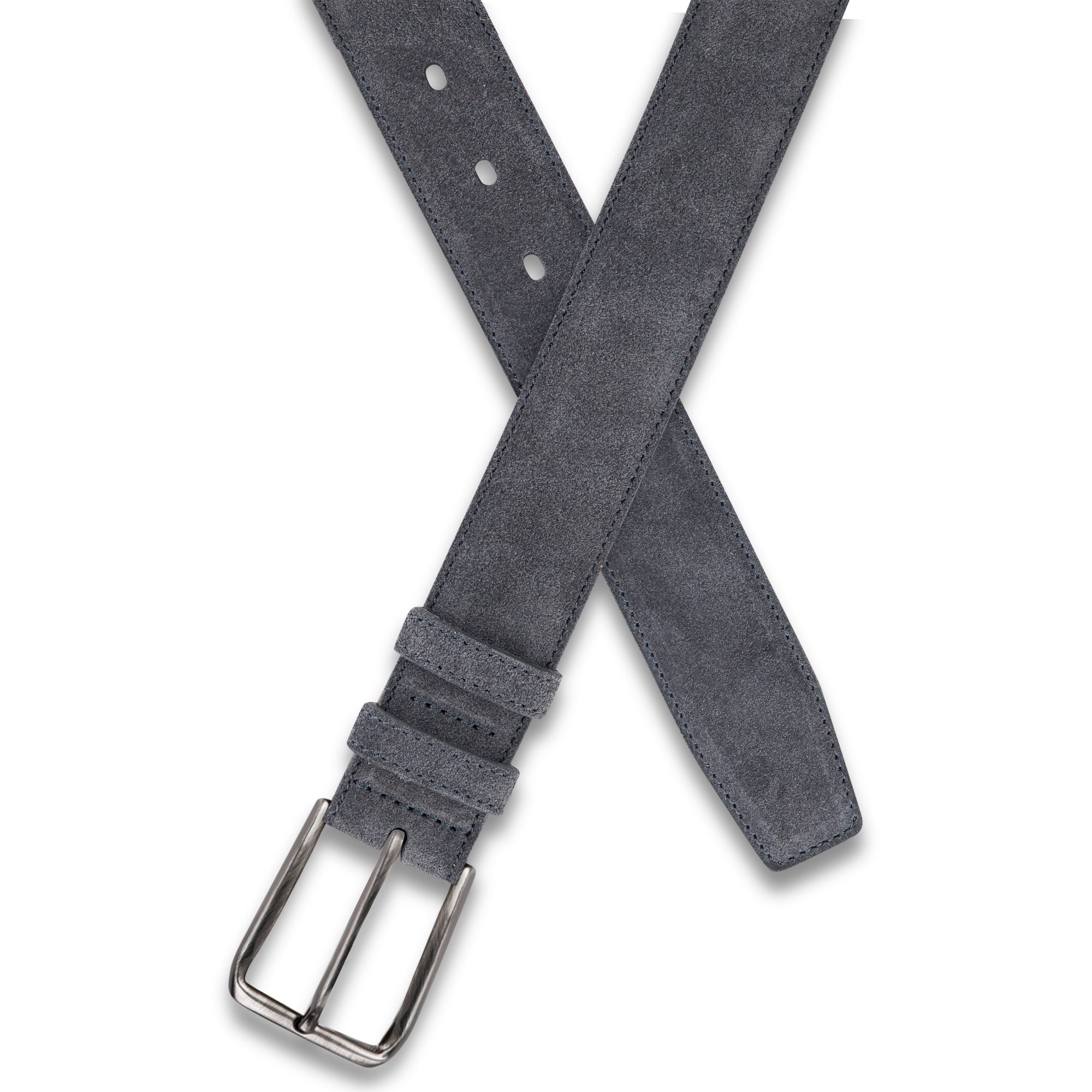 Herren Wildleder-Gürtel „Giovanni" in Grau – Veloursleder, 3,5 cm breit, handgefertigt