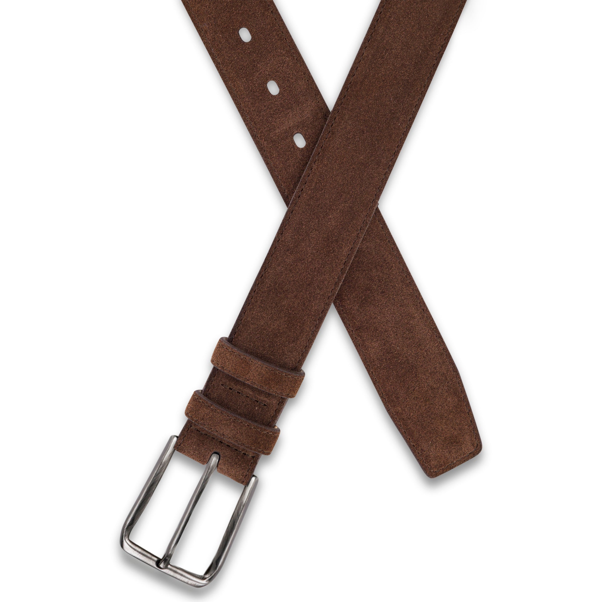 Herren Wildleder-Gürtel „Giovanni" in Mittel-Braun – Veloursleder, 3,5 cm breit, handgefertigt