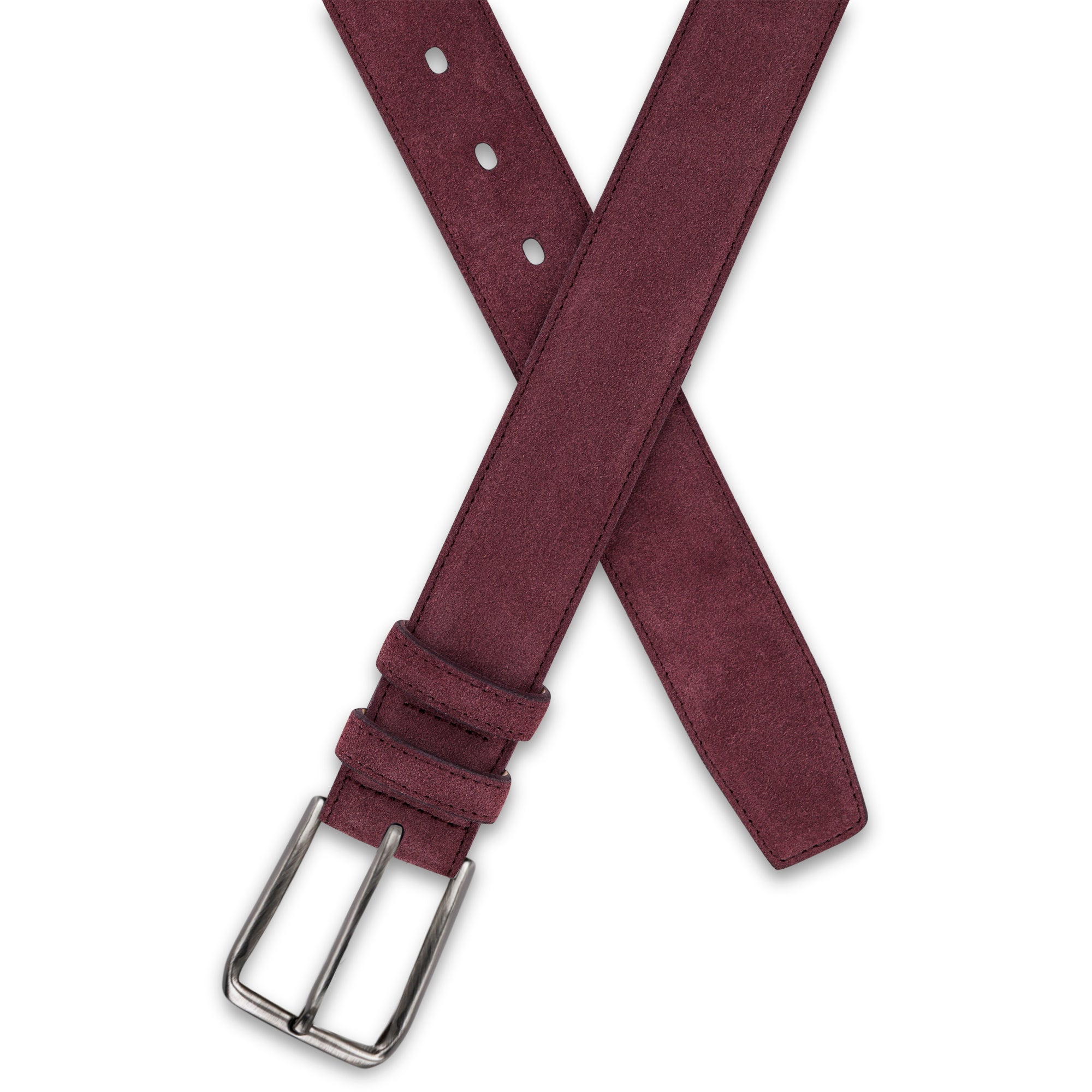 Herren Wildleder-Gürtel „Giovanni" in Bordeaux – Veloursleder, 3,5 cm breit, handgefertigt