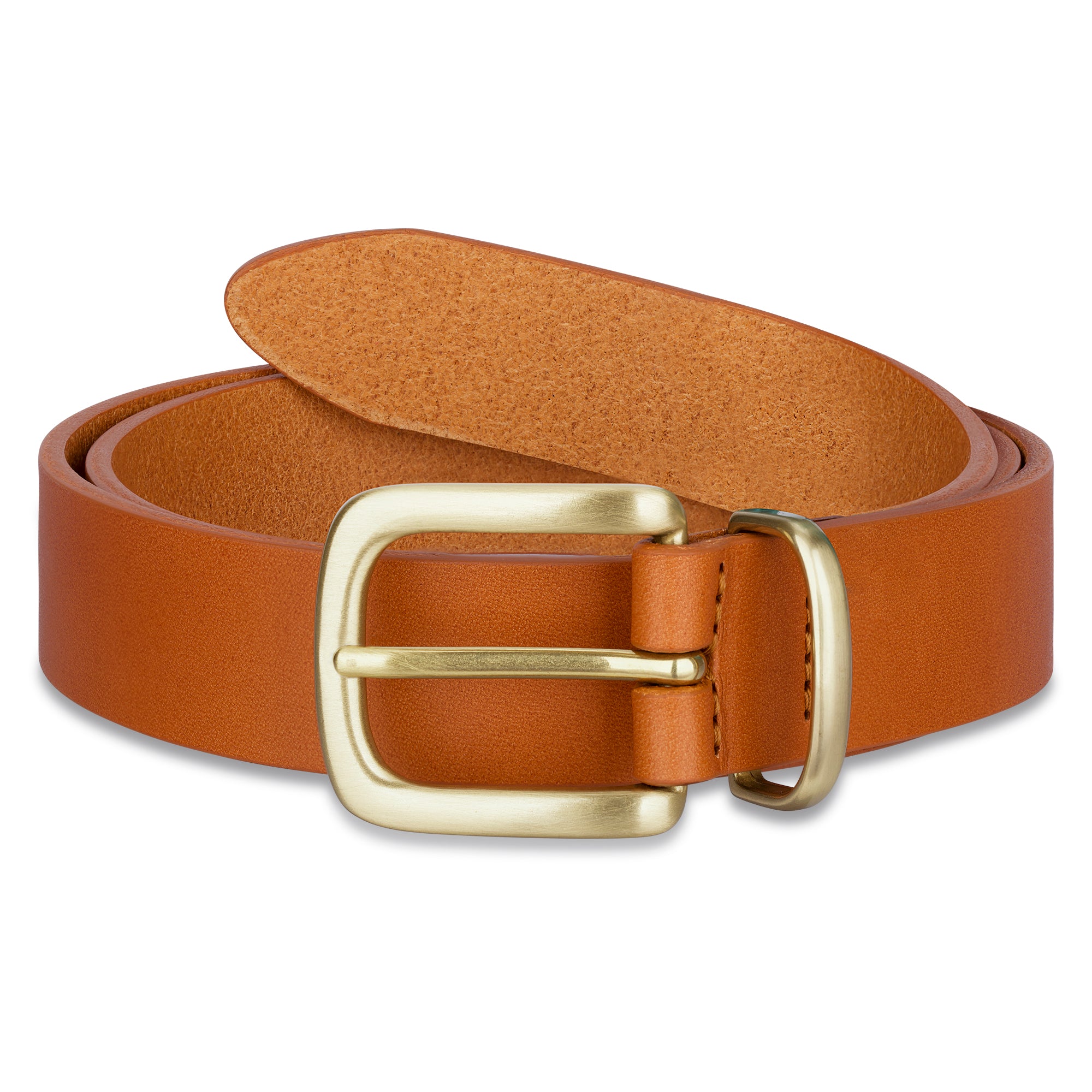 Eleganter 3cm Damengürtel „Alexandra" in Cognac – Schmaler Gürtel mit Messingschnalle und Schlaufe, handgefertigt in Norddeutschland