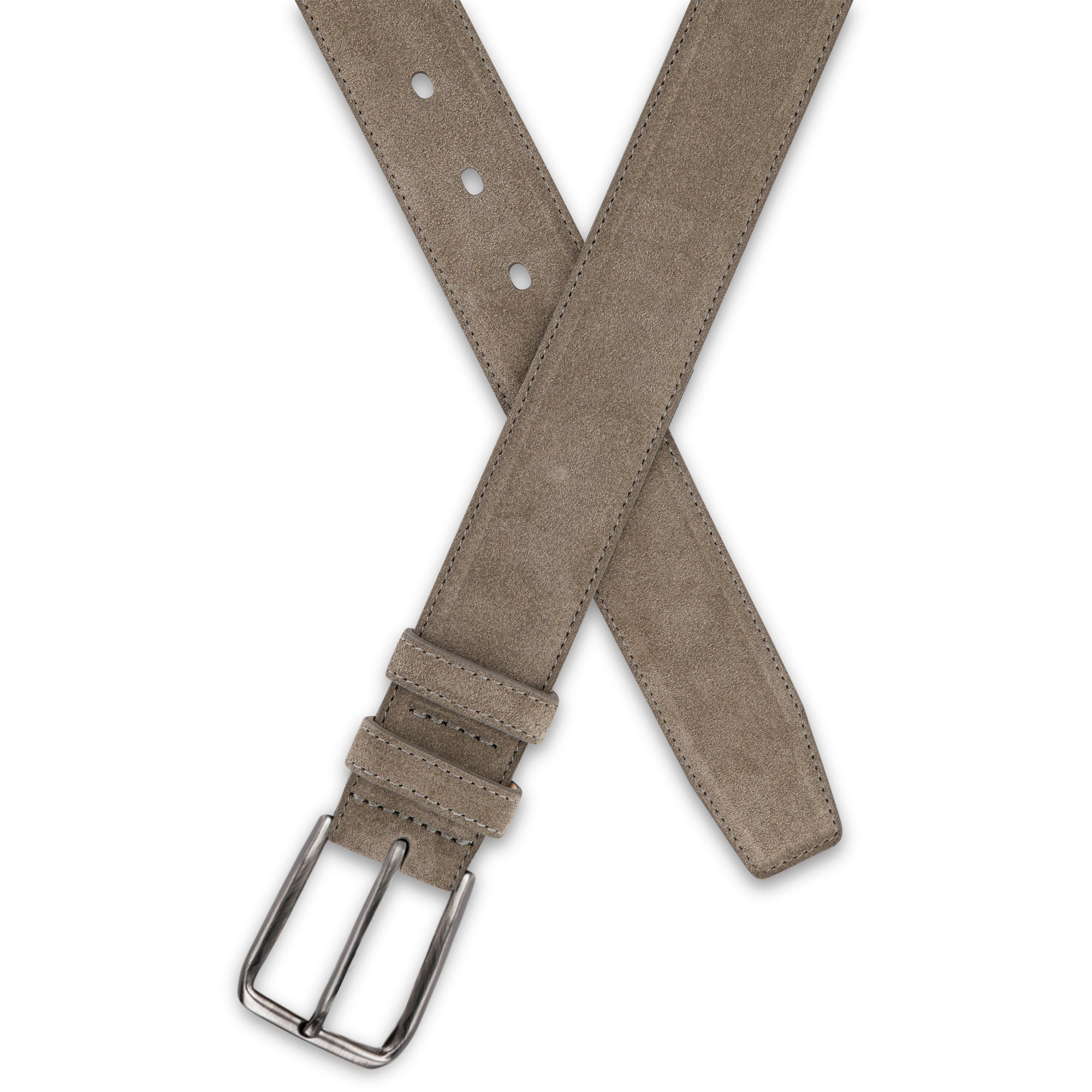 Herren Wildleder-Gürtel „Giovanni" in Salbei-Grau – Veloursleder, 3,5 cm breit, handgefertigt