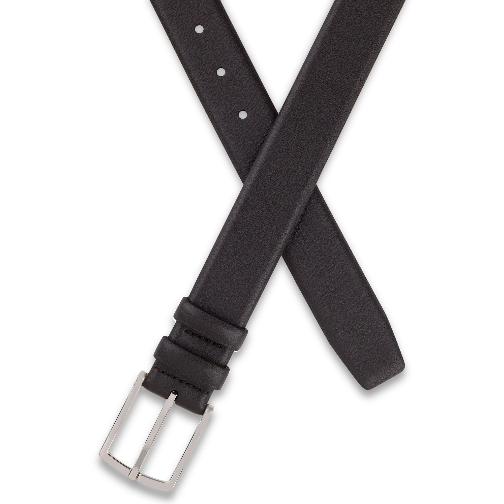 Außergewöhnlich: Herren Ledergürtel „Carlos“ mit 0,4 Mikrometer Palladium Schnalle – Dunkelbraun, 3,5 cm