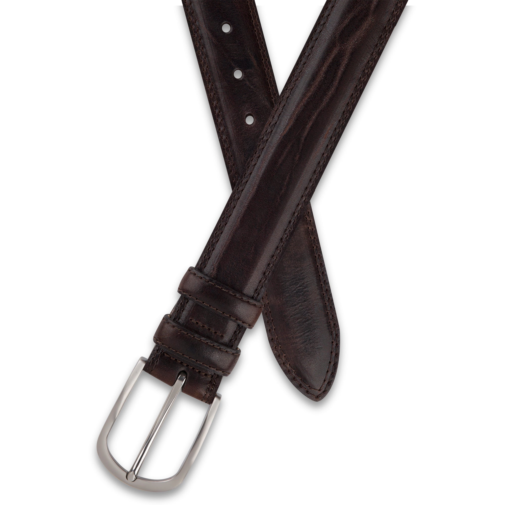 „Gregory“ der authentische Herren Ledergürtel in Braun – 4 cm breit, "superbombiert", mit Edelstahl-Schnalle