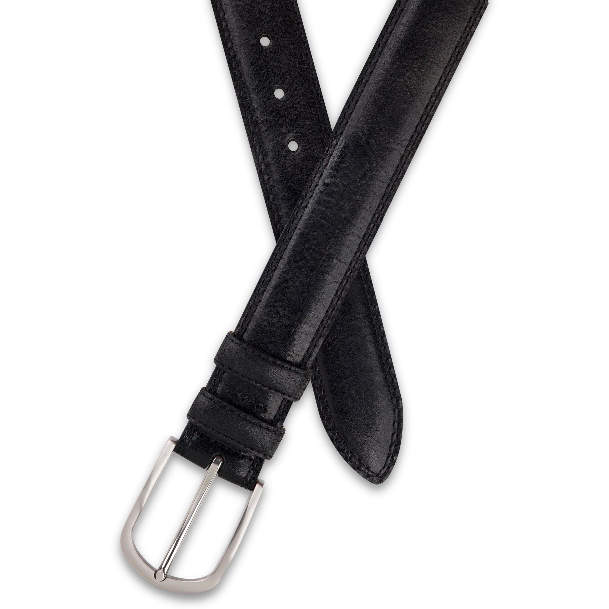 „Gregory“ der authentische Herren Ledergürtel in Schwarz – 4 cm breit, "superbombiert", mit Edelstahl-Schnalle