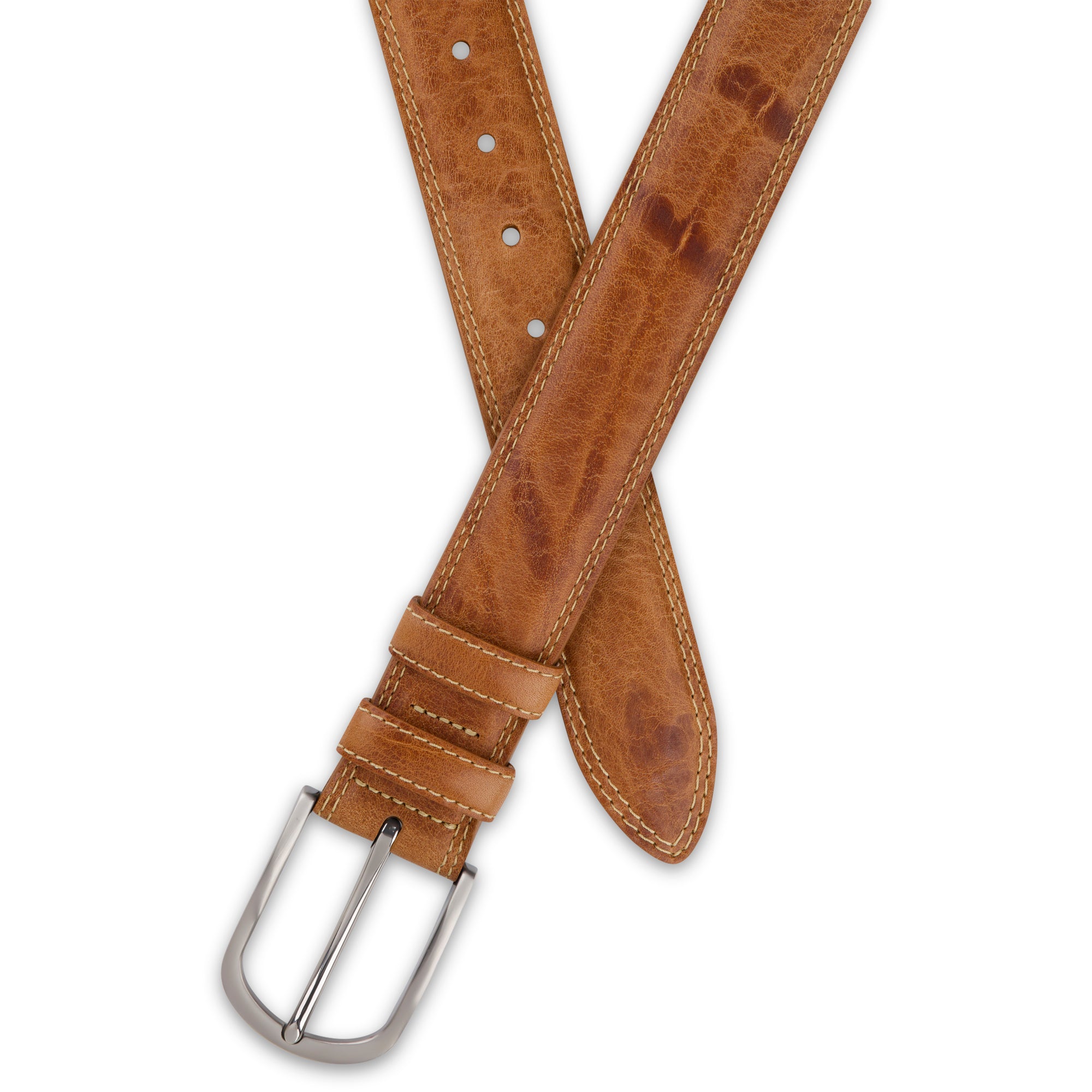 „Gregory“ der authentische Herren Ledergürtel Naturell – 4 cm breit, "superbombiert", mit Edelstahl-Schnalle