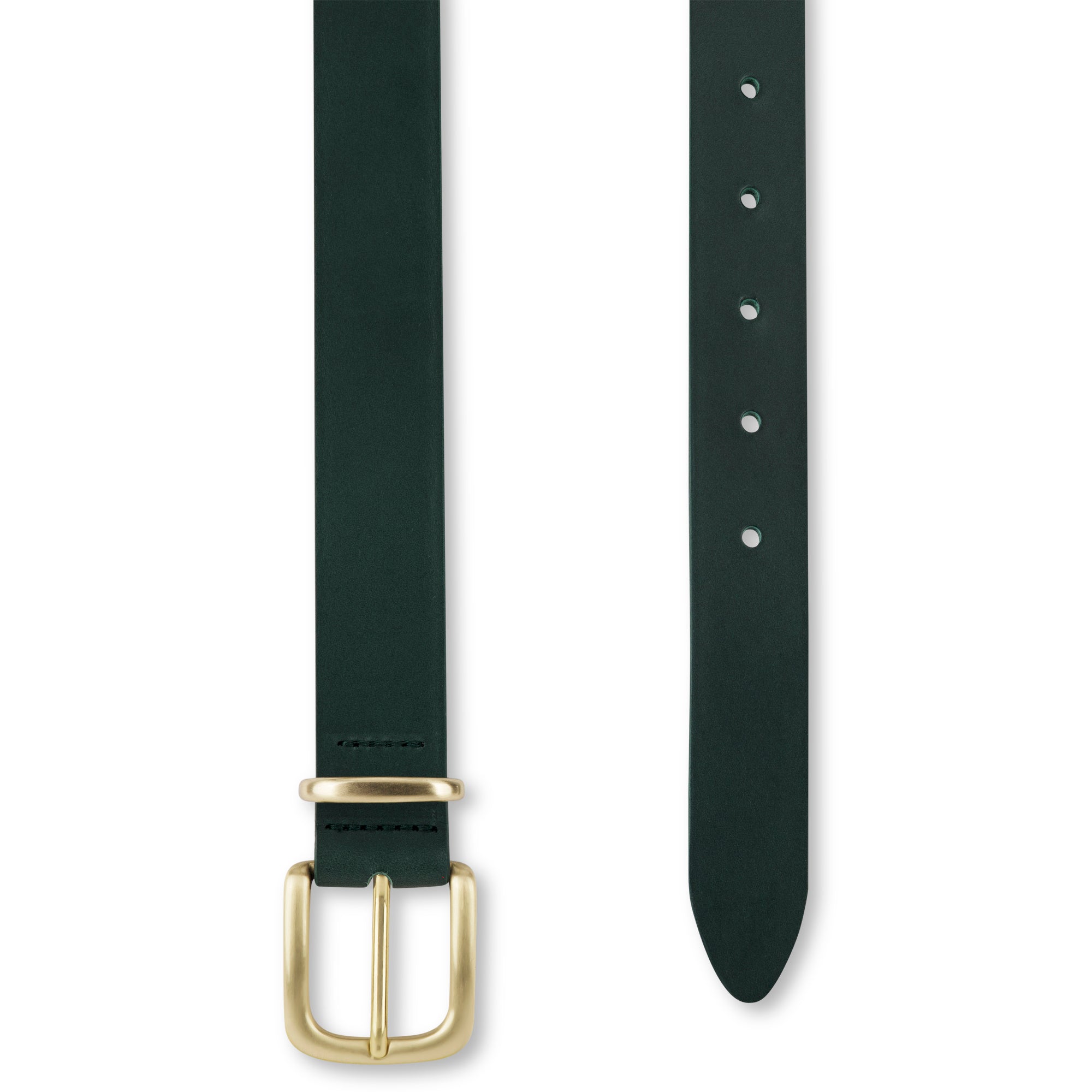 Eleganter 3cm Damengürtel „Alexandra" Dunkelgrün – Schmaler Gürtel mit Messingschnalle und Schlaufe, handgefertigt in Norddeutschland