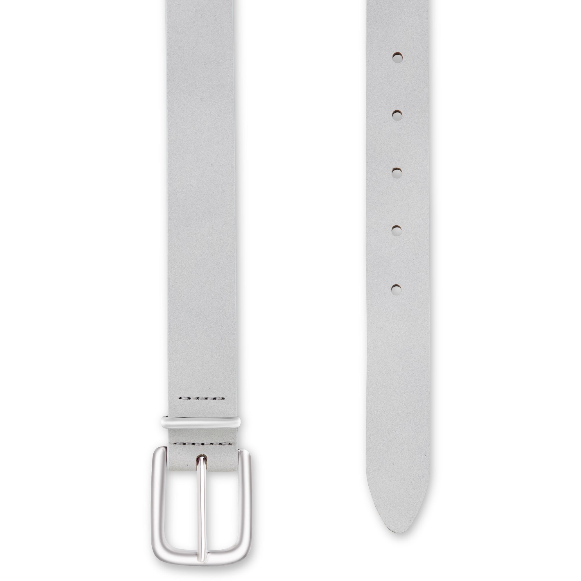 Eleganter 3cm Damengürtel „Alexandra" in Hellgrau – Schmaler Gürtel mit Silberschnalle und Schlaufe, handgefertigt in Norddeutschland