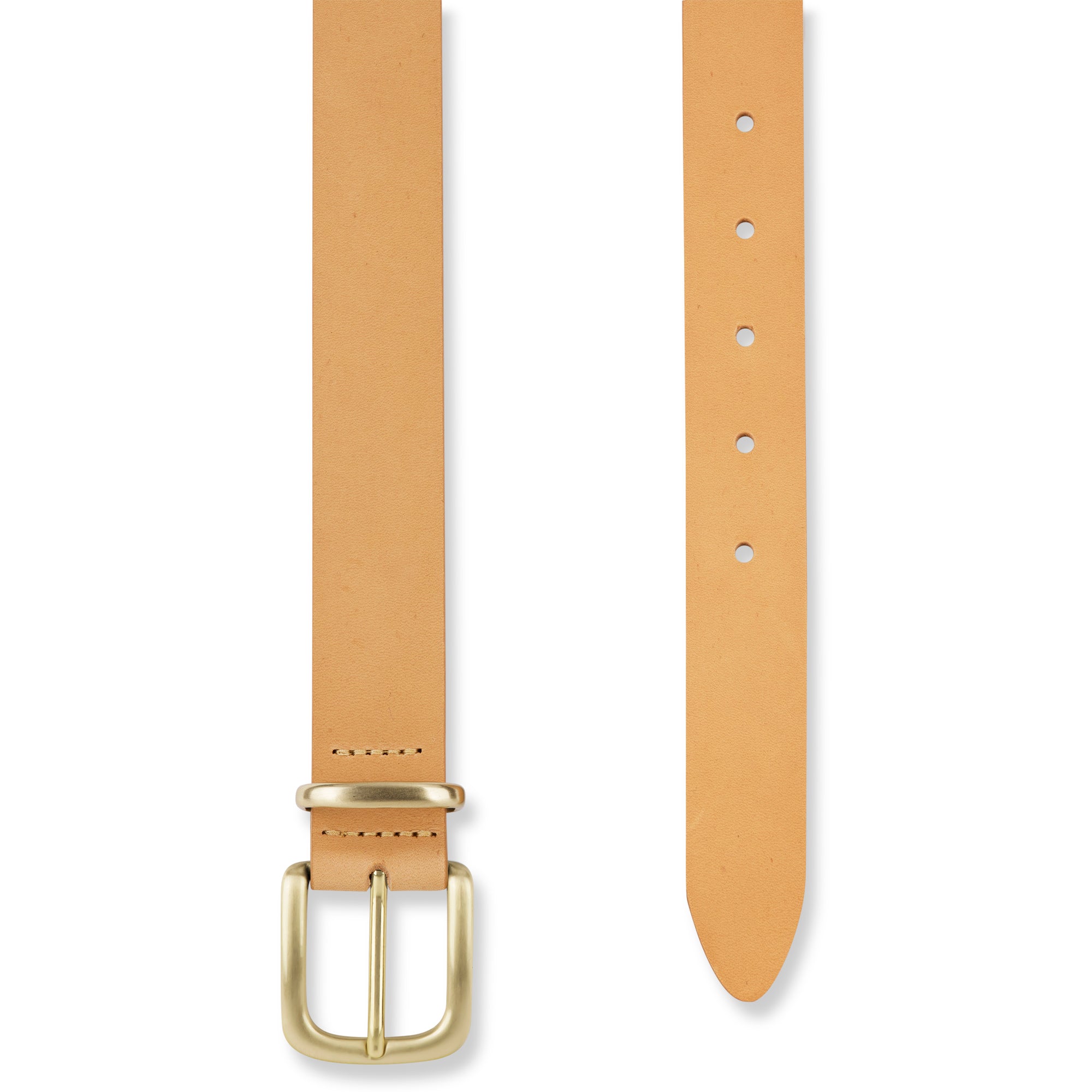 Eleganter 3cm Damengürtel „Alexandra" Naturell – Schmaler Gürtel mit Messingschnalle und Schlaufe, handgefertigt in Norddeutschland