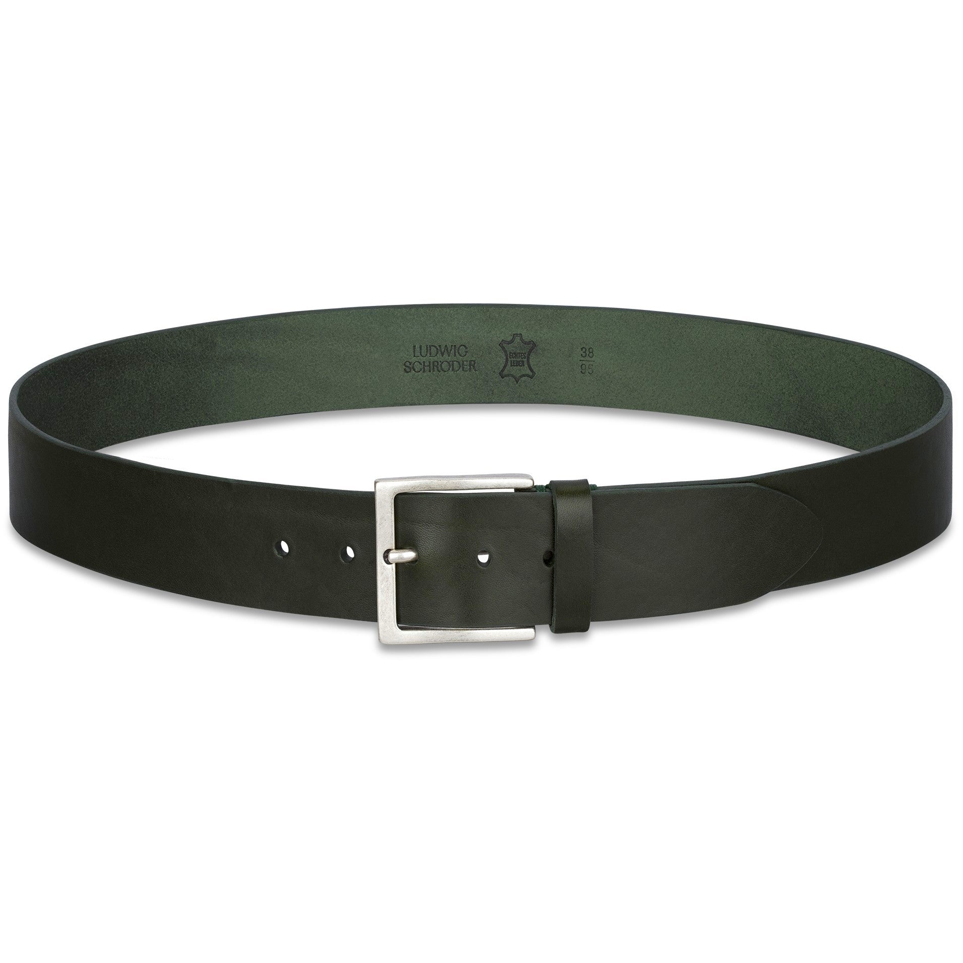 Bestseller: Herren Jeansgürtel in Grün, 4 cm breit: „Vincent" – unser all-time-classic Ledergürtel zur Jeans - weich und anschmiegsam