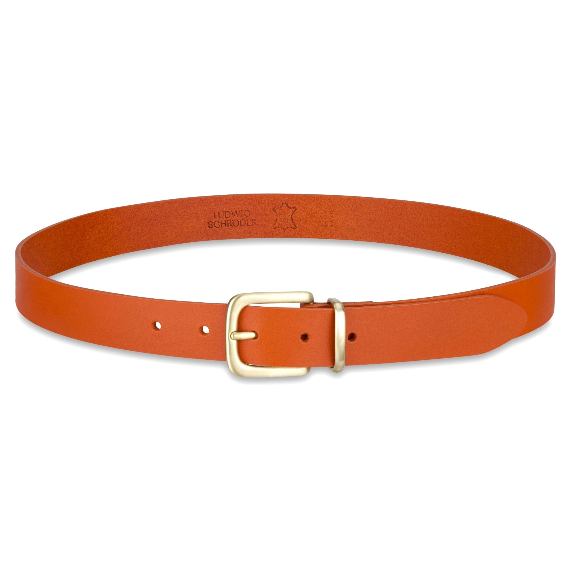 Eleganter 3cm Damengürtel „Alexandra" in Orange – Schmaler Gürtel mit Messingschnalle und Schlaufe, handgefertigt in Norddeutschland