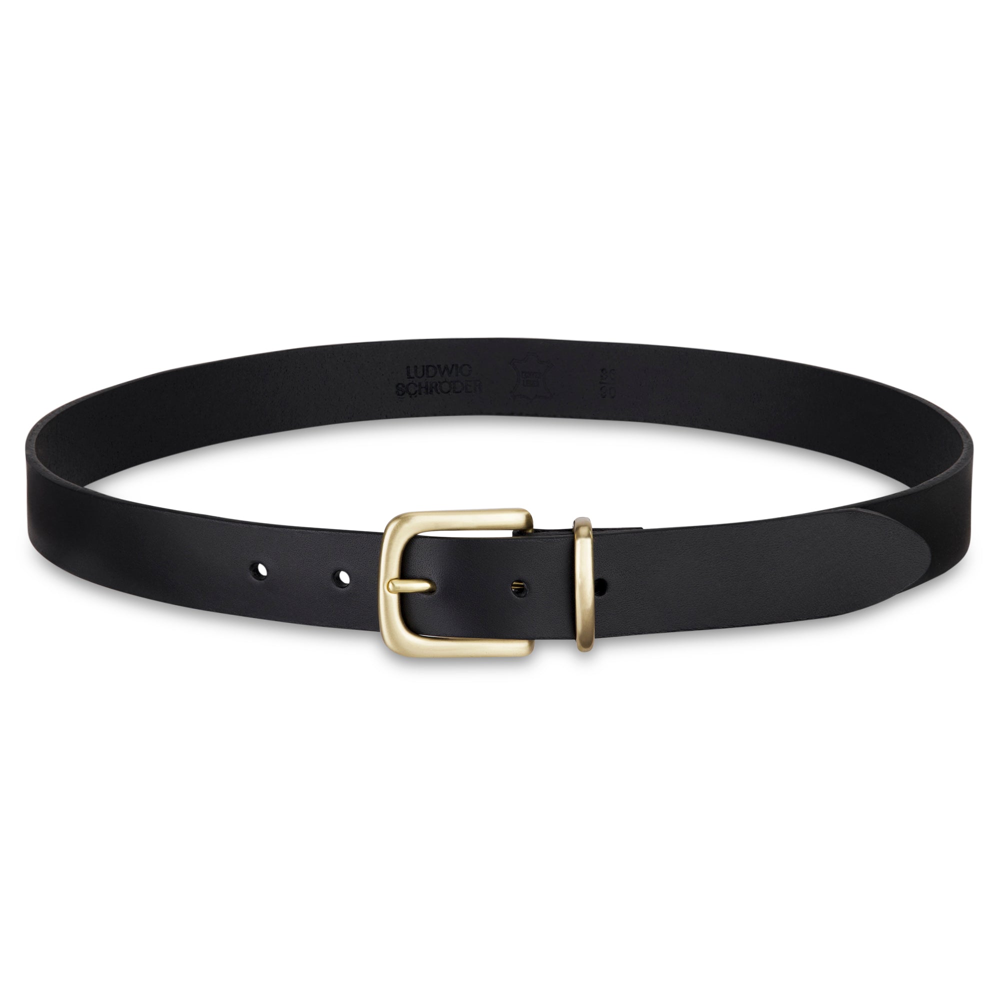 Eleganter 3cm Damengürtel „Alexandra" in Schwarz – Schmaler Gürtel mit Messingschnalle und Schlaufe, handgefertigt in Norddeutschland