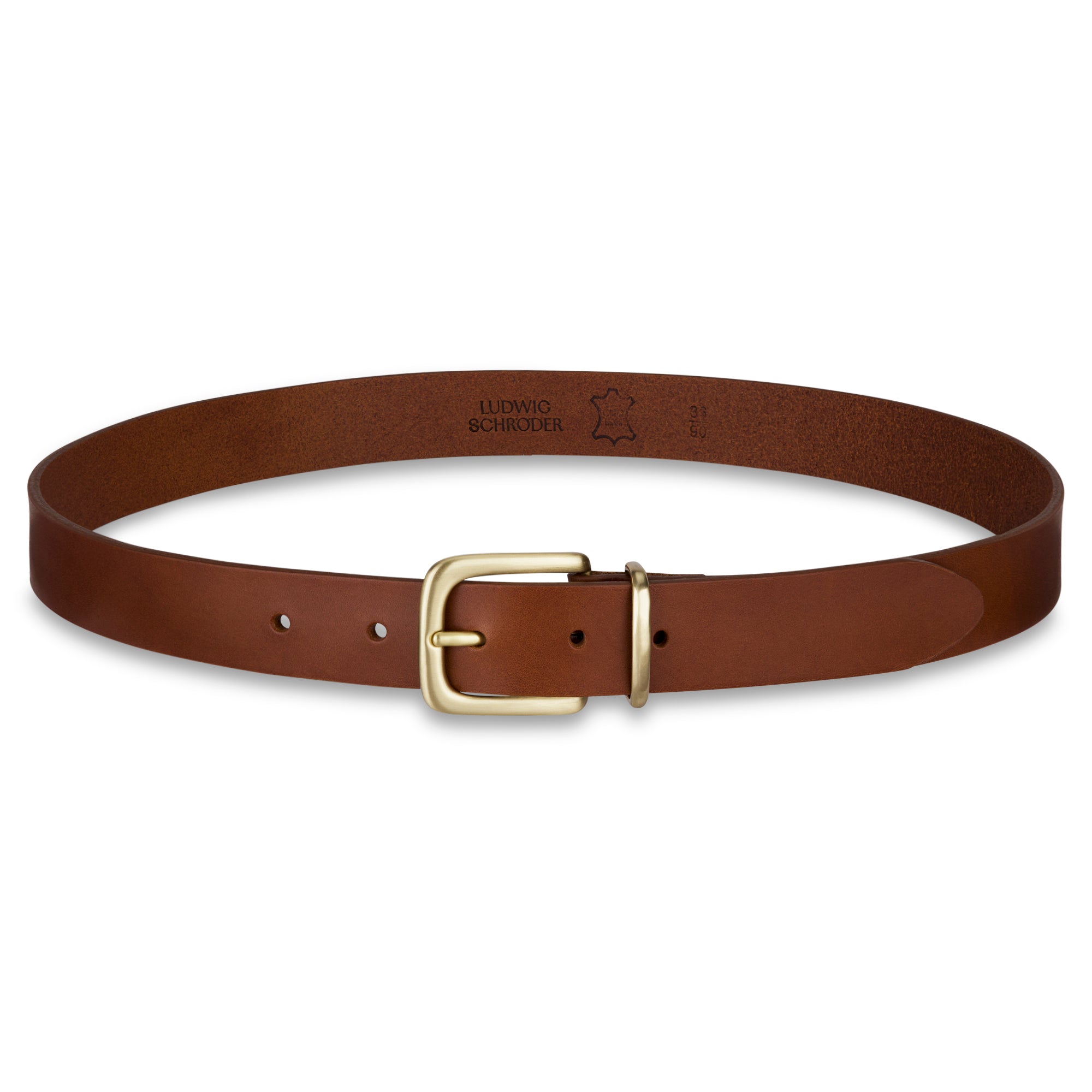 Eleganter 3cm Damengürtel „Alexandra" in Nussbraun – Schmaler Gürtel mit Messingschnalle und Schlaufe, handgefertigt in Norddeutschland