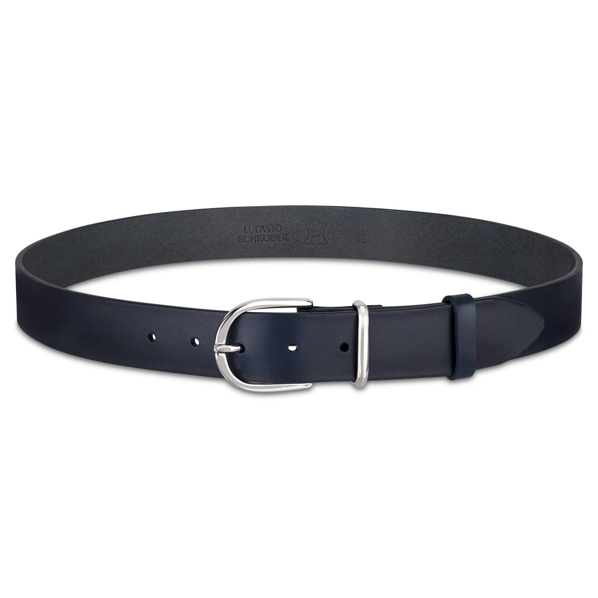 Weicher Jeansgurtel für Damen, Ledergürtel „Antonia" in Blau, 3,5cm breit, Silber-Schnalle