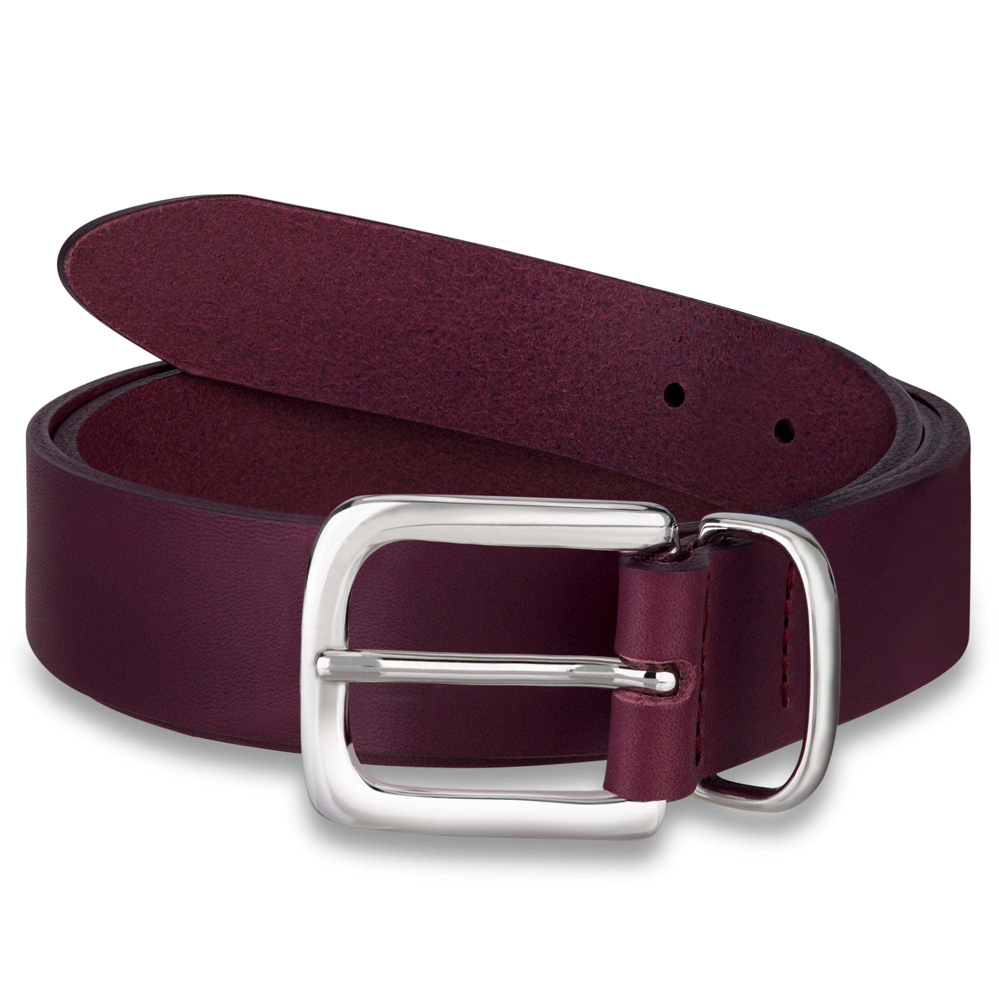 Eleganter 3cm Damengürtel „Alexandra" in Lila – Schmaler Gürtel mit Silberschnalle und Schlaufe, handgefertigt in Norddeutschland