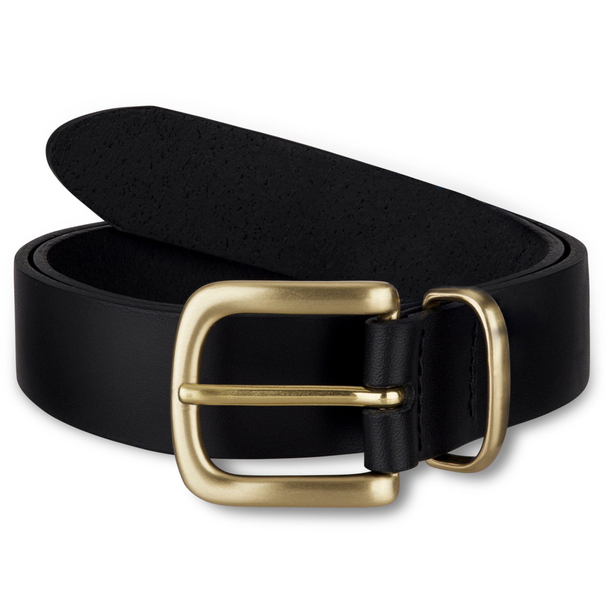 Eleganter 3cm Damengürtel „Alexandra" in Schwarz – Schmaler Gürtel mit Messingschnalle und Schlaufe, handgefertigt in Norddeutschland