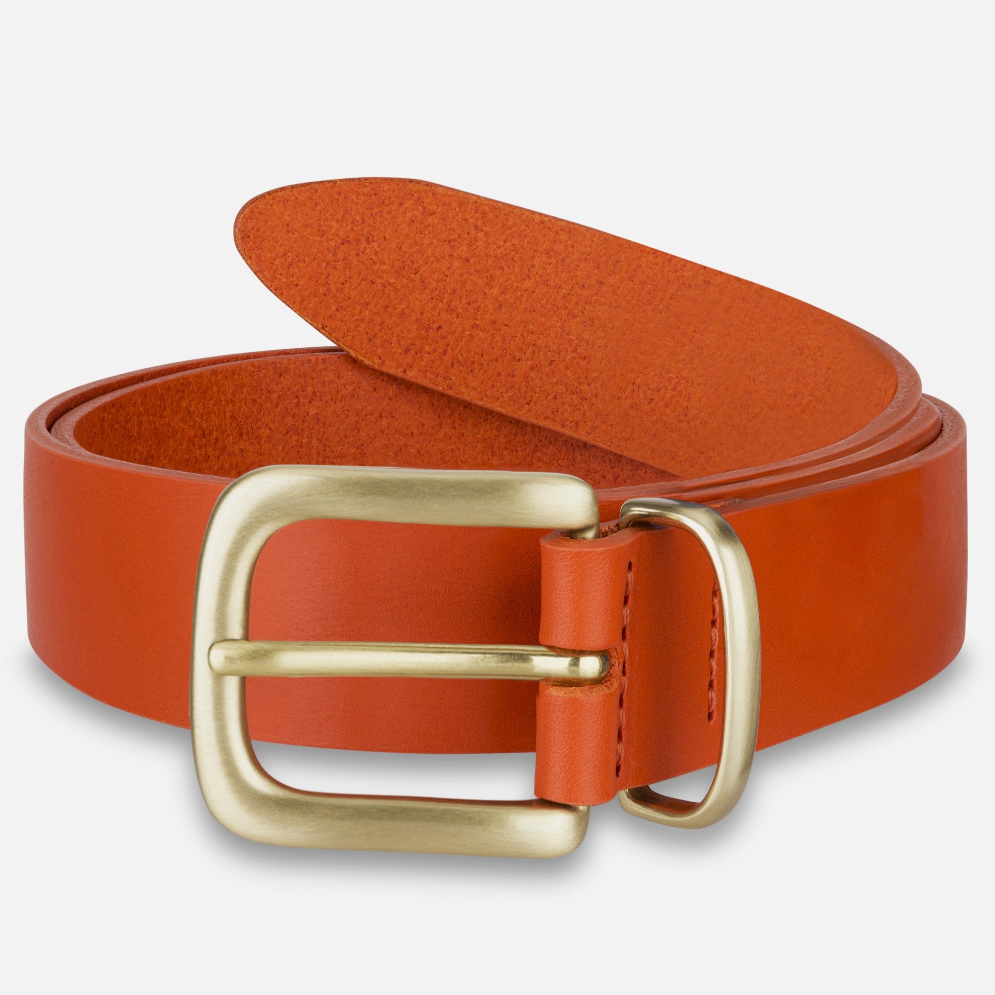 Eleganter 3cm Damengürtel „Alexandra" in Orange – Schmaler Gürtel mit Messingschnalle und Schlaufe, handgefertigt in Norddeutschland