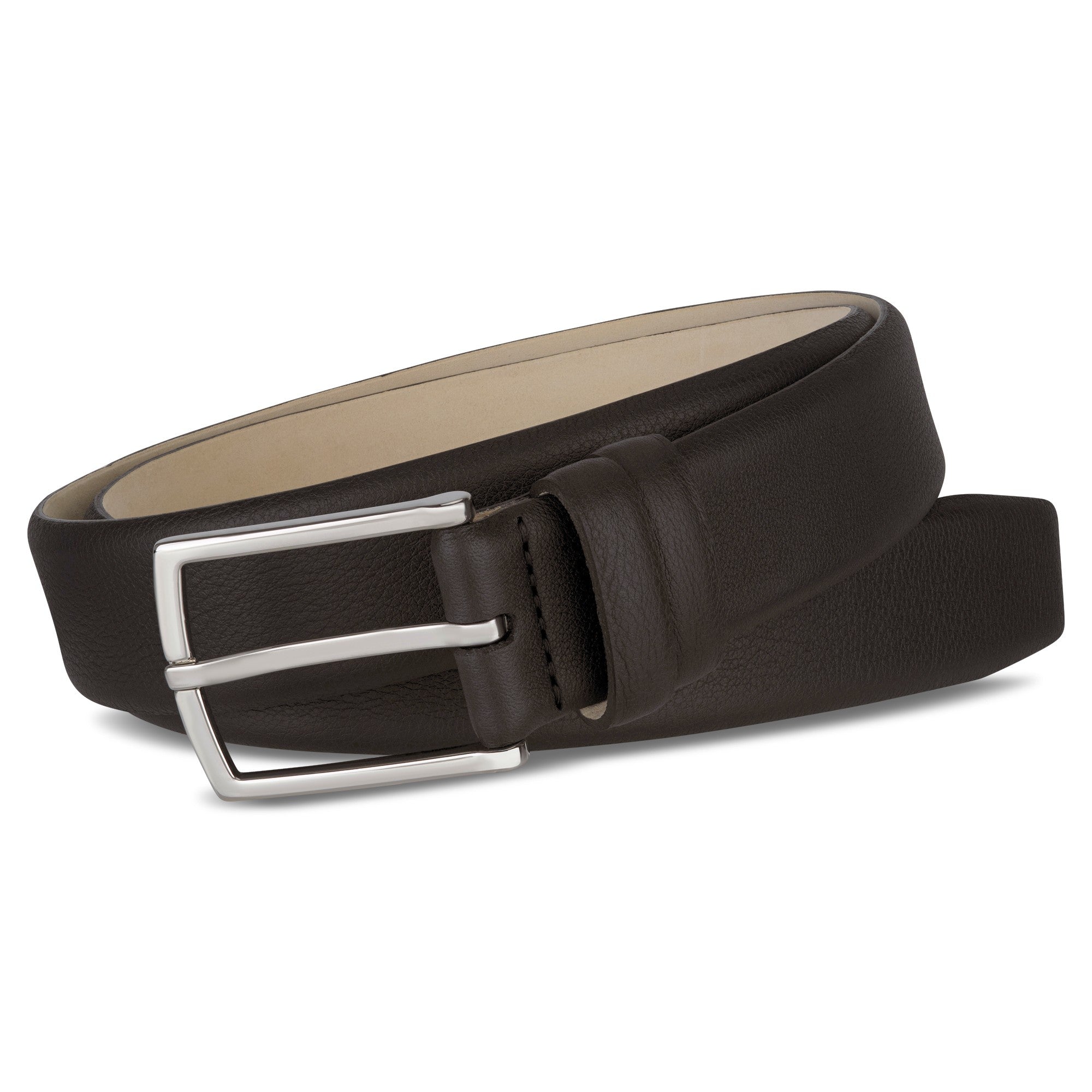 Außergewöhnlich: Herren Ledergürtel „Carlos“ mit 0,4 Mikrometer Palladium Schnalle – Dunkelbraun, 3,5 cm