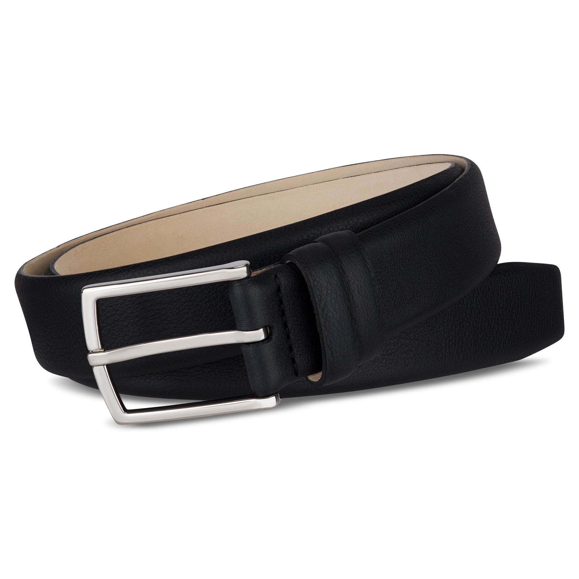 Außergewöhnlich: Herren Ledergürtel „Carlos“ mit 0,4 Mikrometer Palladium Schnalle – Schwarz, 3,5 cm