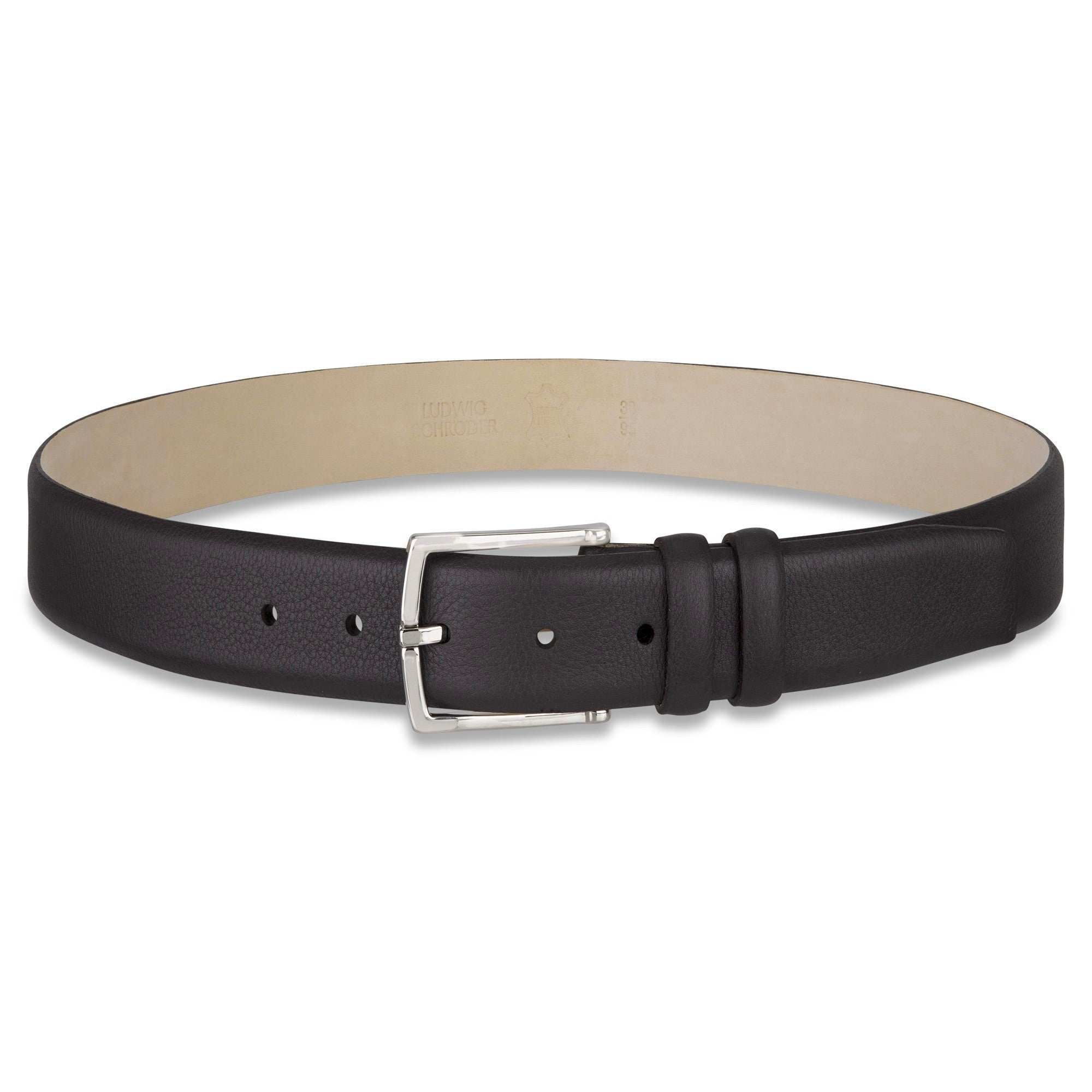 Außergewöhnlich: Herren Ledergürtel „Carlos“ mit 0,4 Mikrometer Palladium Schnalle – Dunkelbraun, 3,5 cm