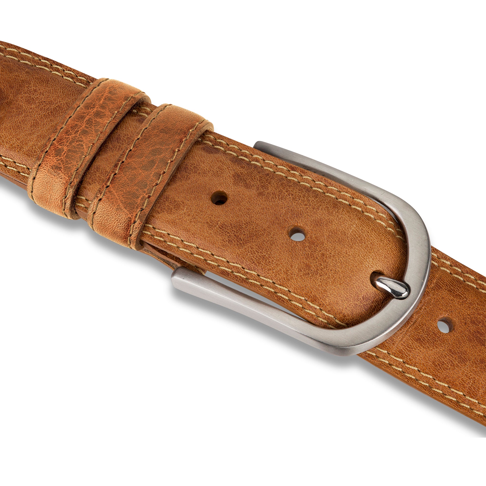 „Gregory“ der authentische Herren Ledergürtel Naturell – 4 cm breit, "superbombiert", mit Edelstahl-Schnalle