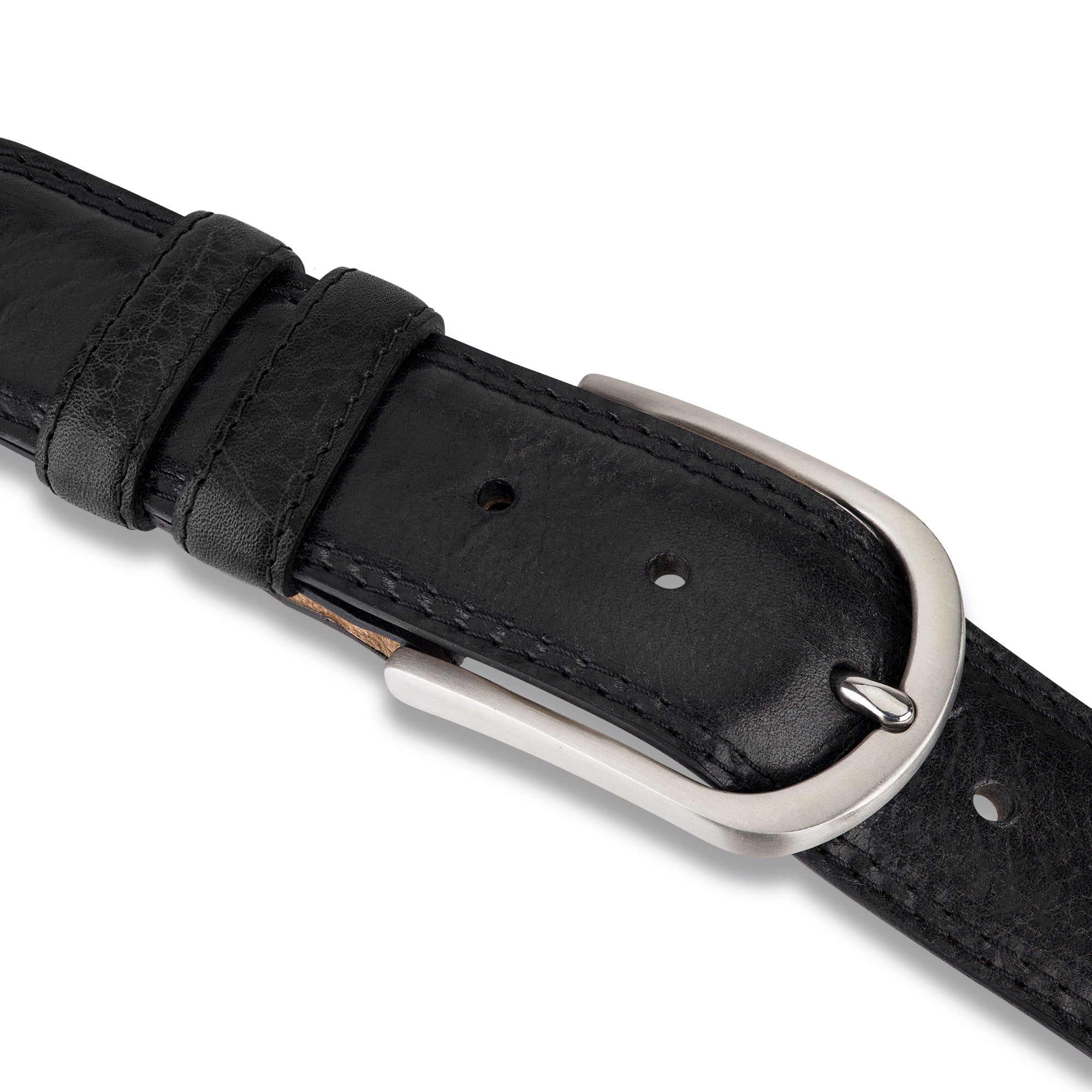 „Gregory“ der authentische Herren Ledergürtel in Schwarz – 4 cm breit, "superbombiert", mit Edelstahl-Schnalle