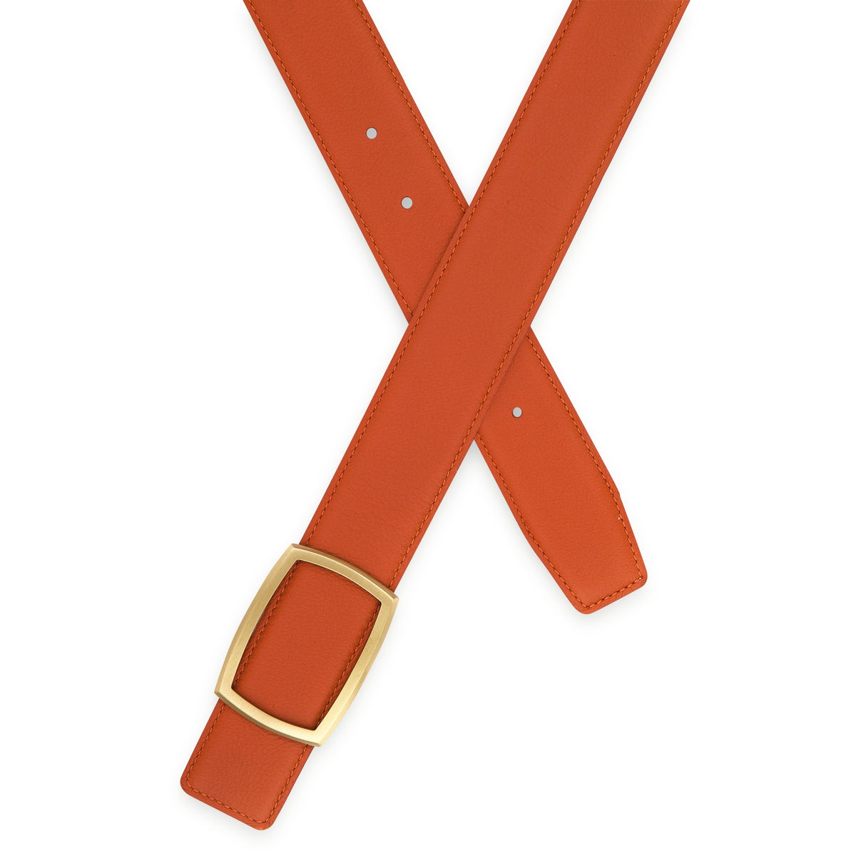 Edler Damen Ledergürtel „Lucia“ in Rost-Orange – 3,5 cm, besonders weiches & anschmiegsames Kalbleder