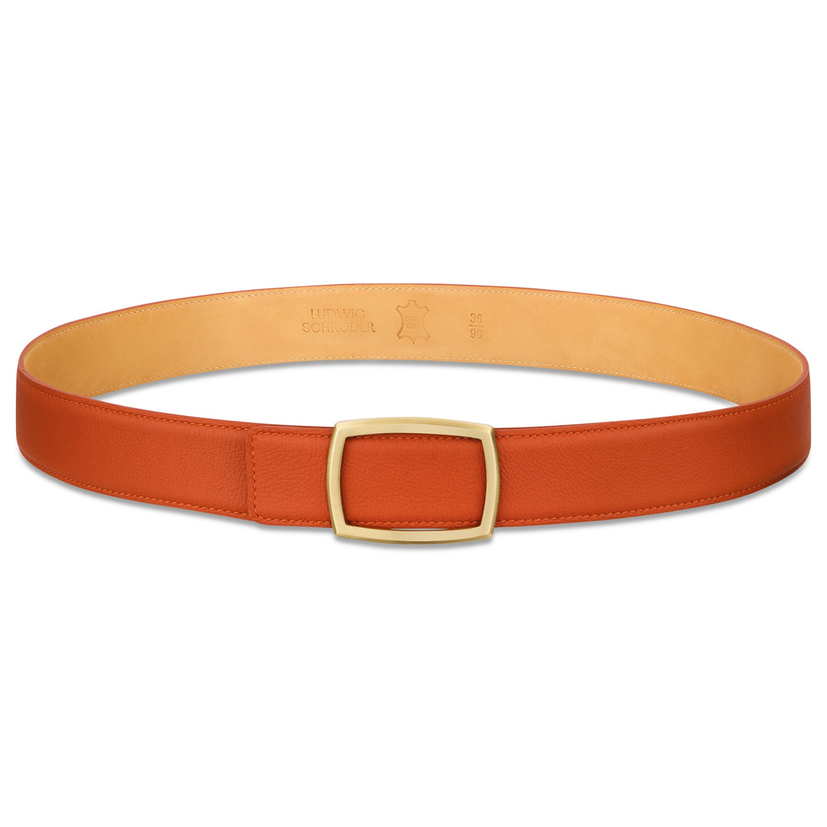 Edler Damen Ledergürtel „Lucia“ in Rost-Orange – 3,5 cm, besonders weiches & anschmiegsames Kalbleder