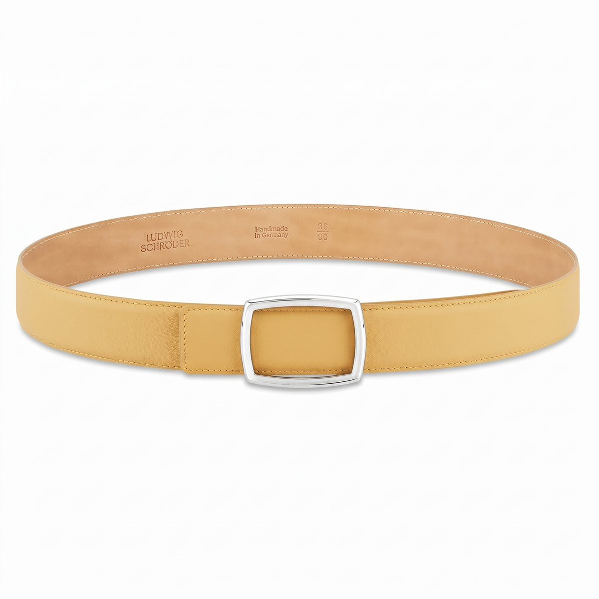Edler Damen Ledergürtel „Lucia“ in Curry  – 3,5 cm, weiches & anschmiegsames Kalbleder