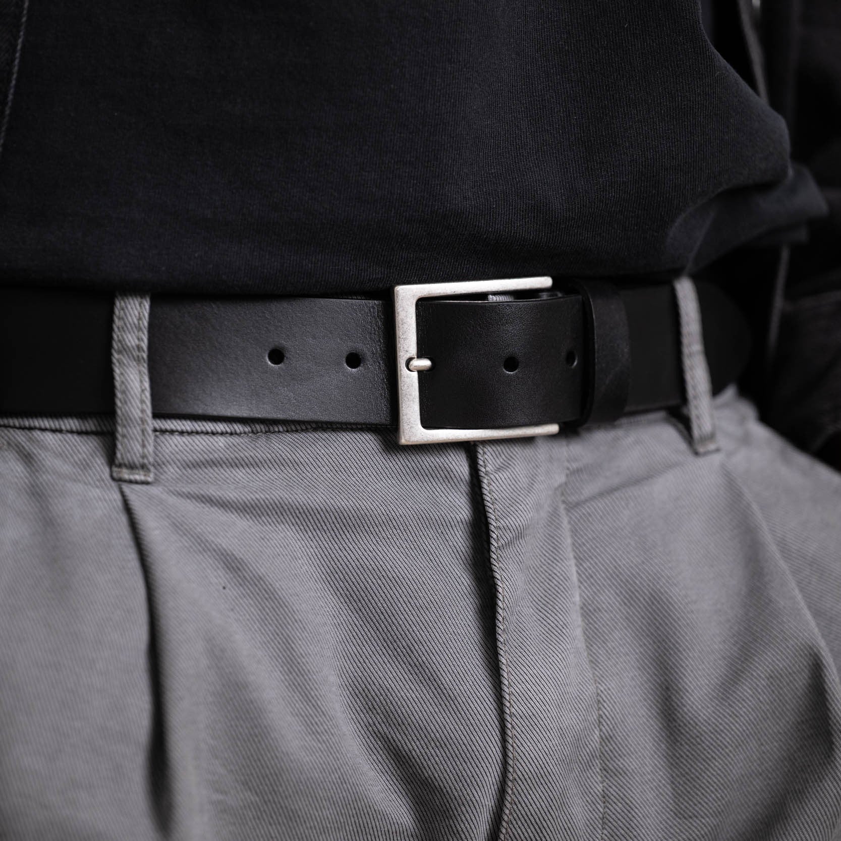 Bestseller: Herren Jeansgürtel in Schwarz, 4 cm breit: „Vincent" – unser all-time-classic Ledergürtel zur Jeans - weich und anschmiegsam