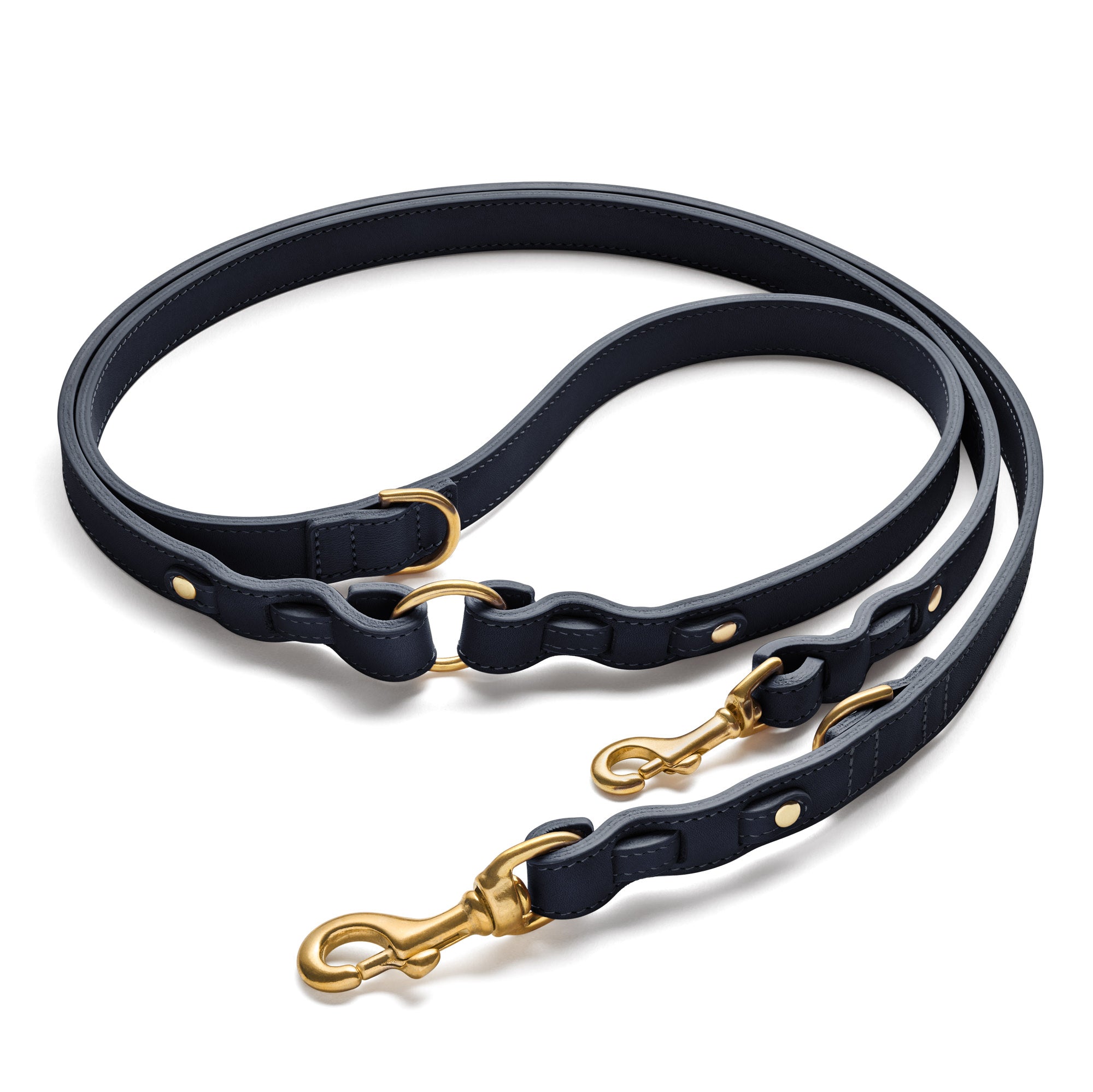 Premium Lederleine OLD SCHOOL 2.0 -  Handgefertigte Lederleine aus robustem Rindleder in Blau