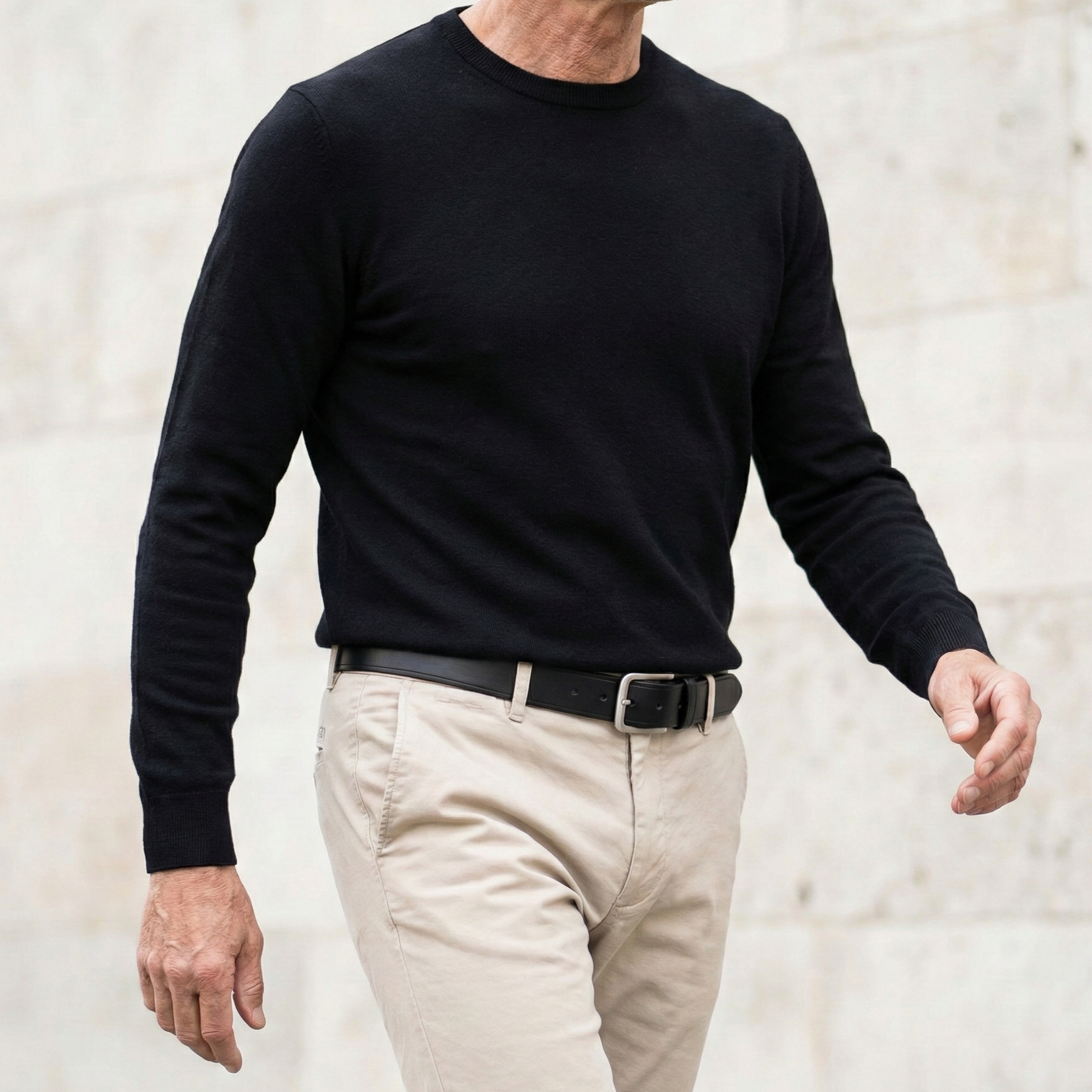 Gürtel für‘s Leben: Kobel Croupon-Ledergürtel in Schwarz: „Sebastian“ - 4 cm breit, 4 mm dickes Satteltaschen-Leder