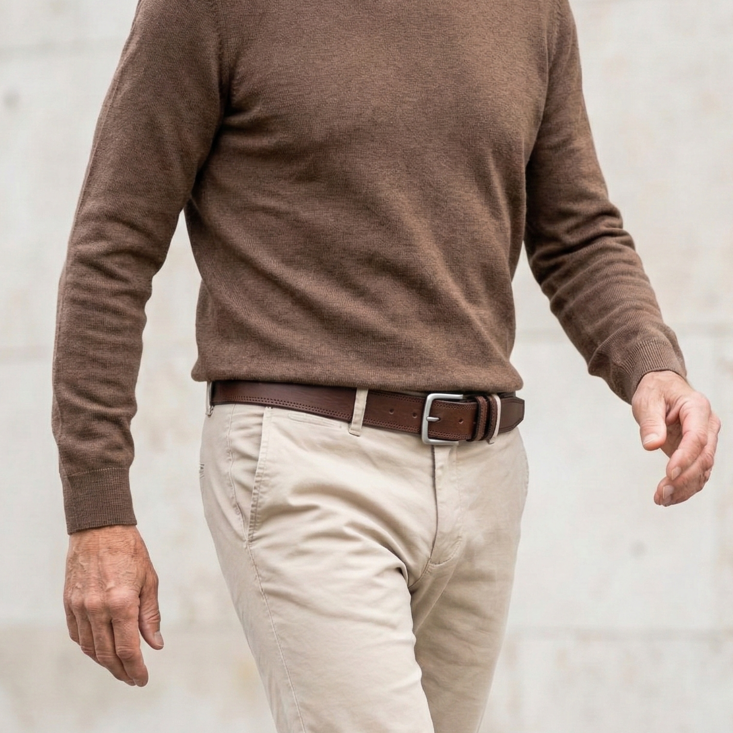 Brauner Herren Jeans Ledergürtel „Vittorio“: 4 cm breit, weicher Gürtel aus hochwertigem Rindleder aus der Toskana