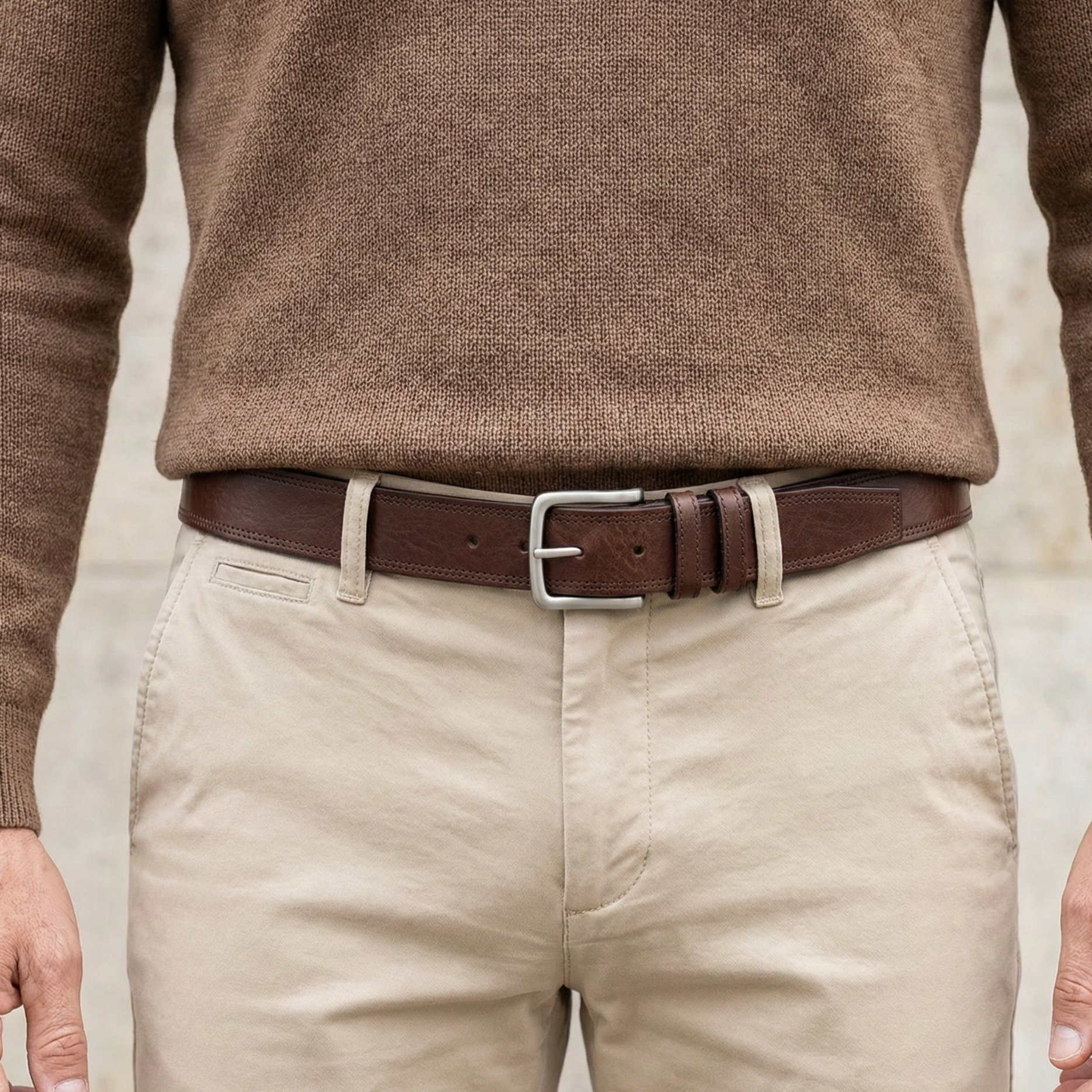 Brauner Herren Jeans Ledergürtel „Vittorio“: 4 cm breit, weicher Gürtel aus hochwertigem Rindleder aus der Toskana