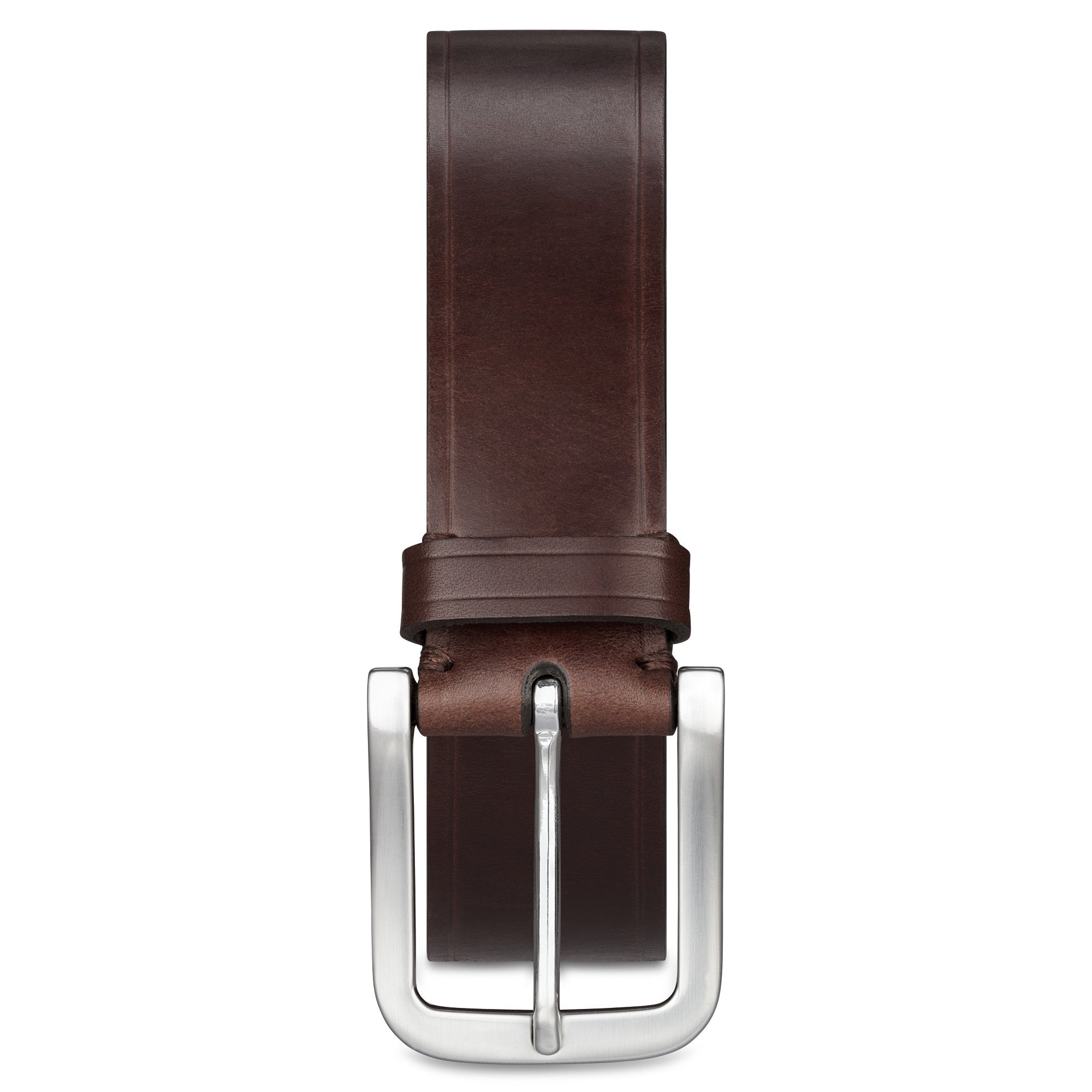 echt Leder Gürtel für Herren aus braunem Rindleder mit Silberschnalle