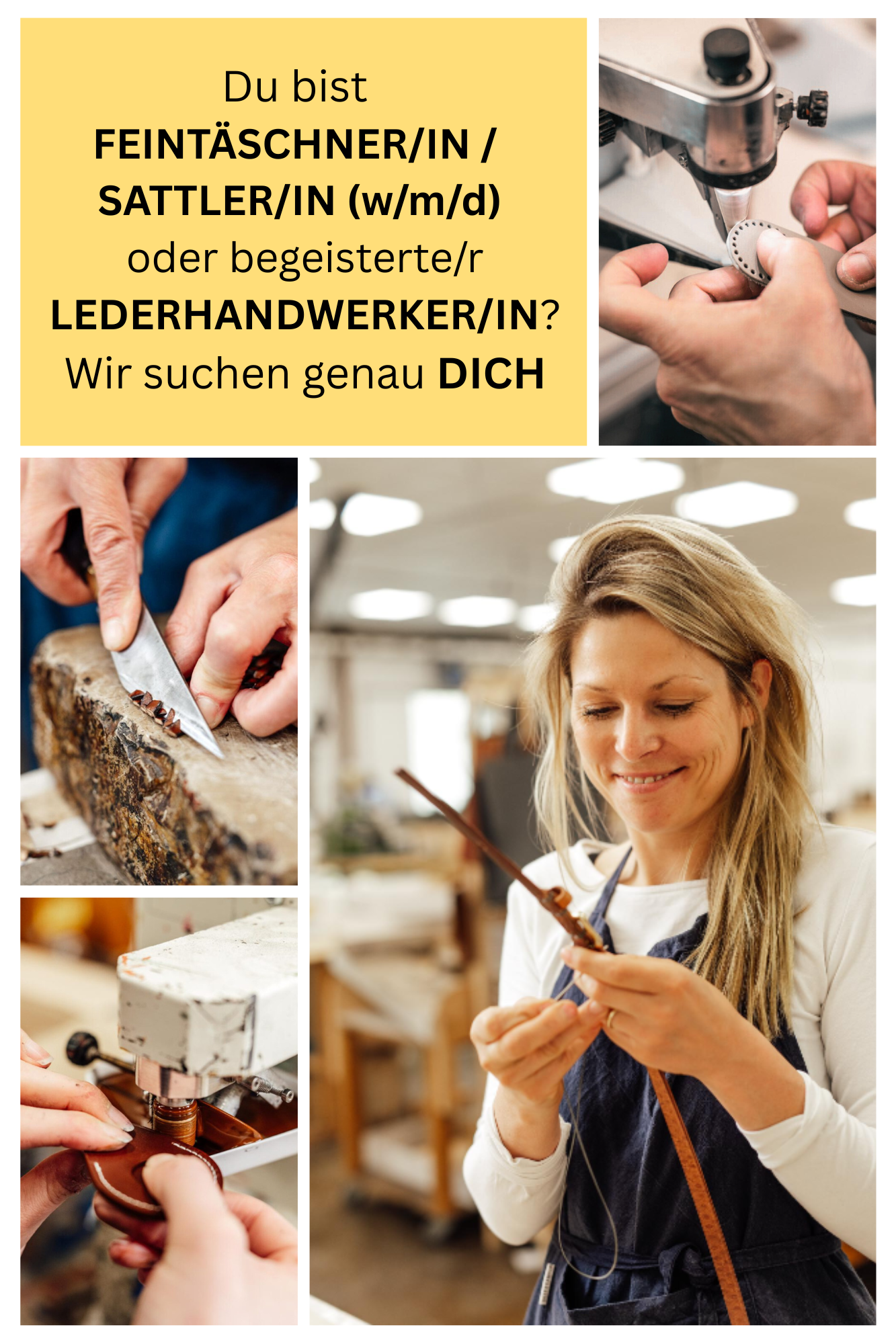 Stellenausschreibung Feintäschner, Sattler, Lederhandwerker