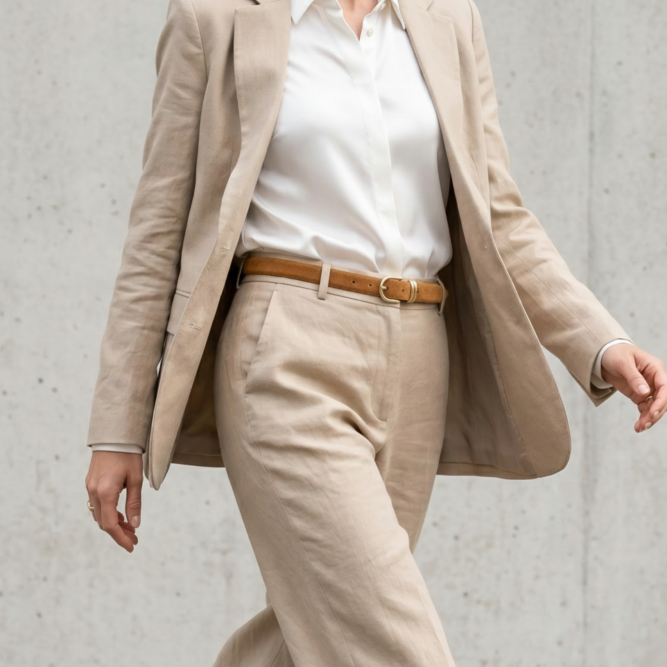 Damen Wildleder-Gürtel „Leni" in Caramel – Veloursleder, 2,5 cm schmal