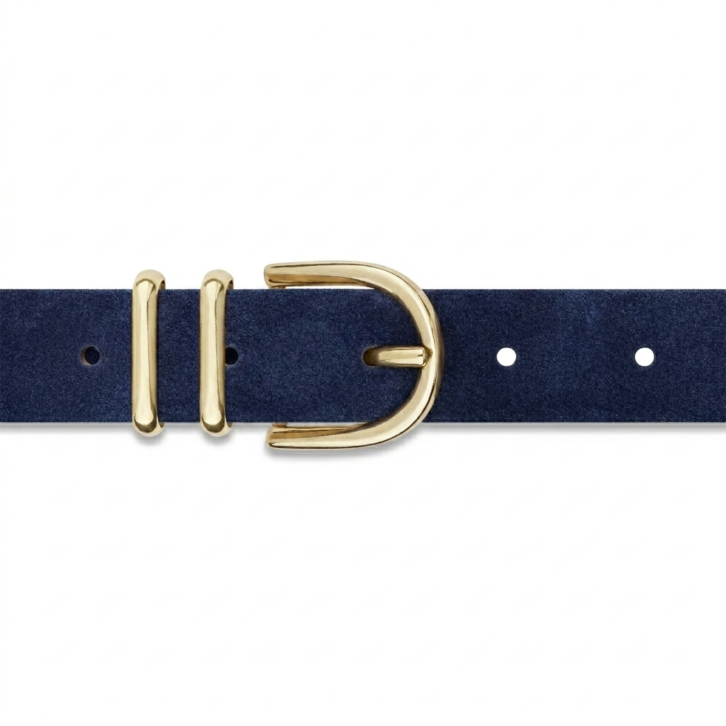 Damen Wildleder-Gürtel „Leni" in Dunkelblau – Veloursleder, 2,5 cm schmal