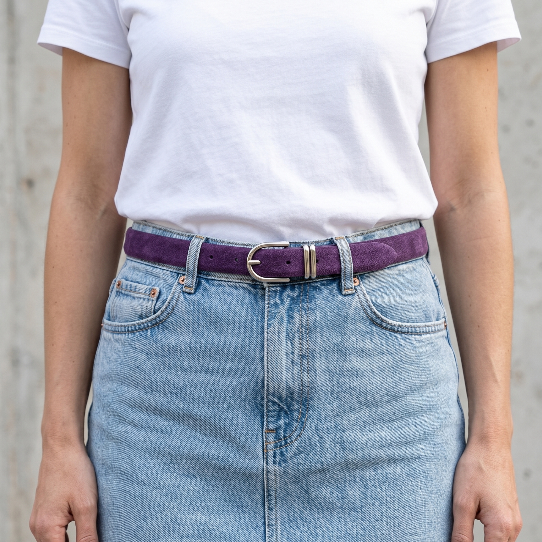 Damen Wildleder-Gürtel „Leni" in Lila – Veloursleder, 2,5 cm schmal