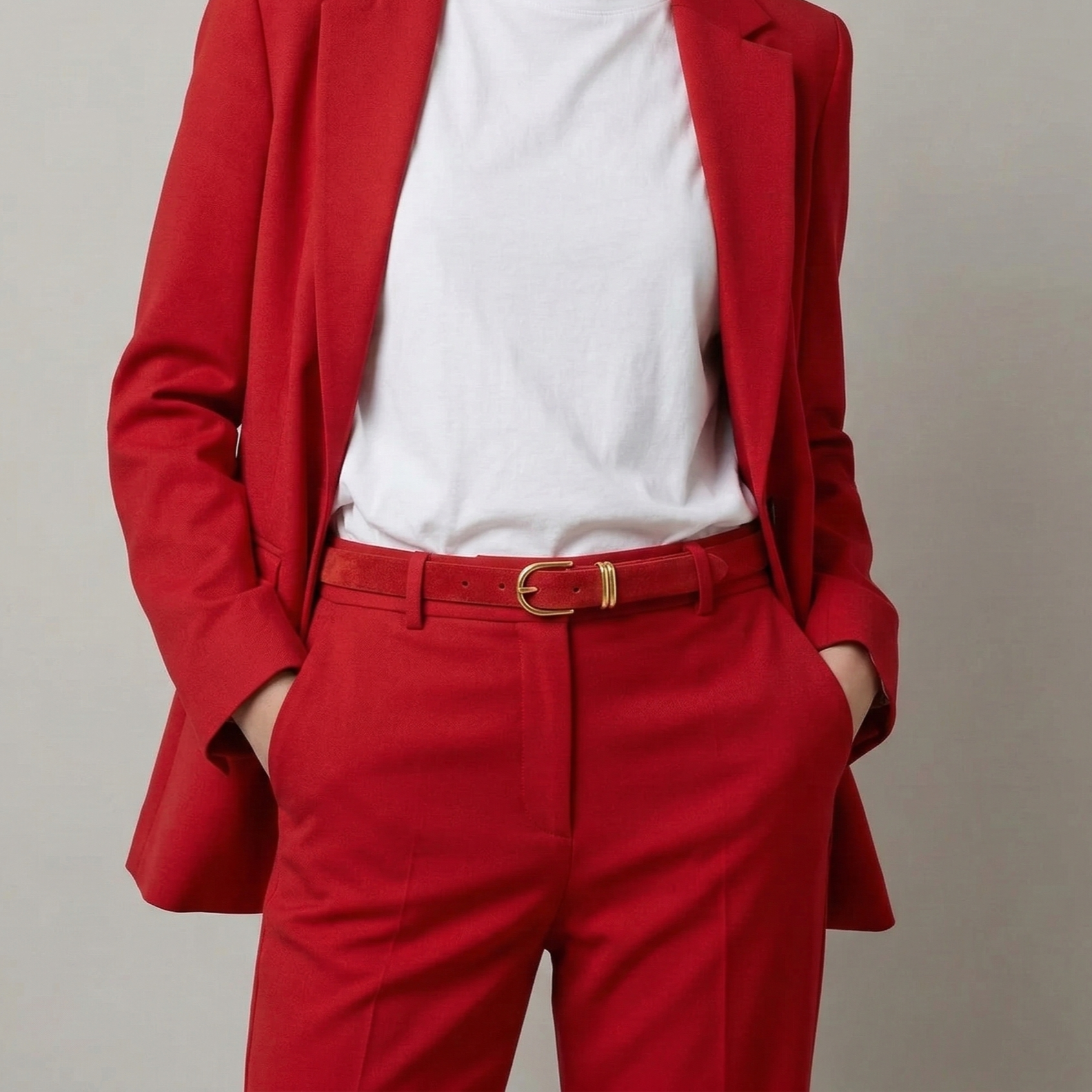 Damen Wildleder-Gürtel „Leni" in Rot – Veloursleder, 2,5 cm schmal