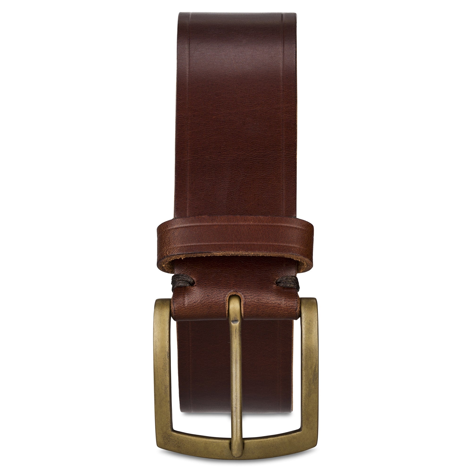Traditionell: Herren Ledergürtel „Friedrich" in Braun - 100% aus Deutschland: 4 cm,  Kobel-Leder mit handgegossener Bronzeschließe