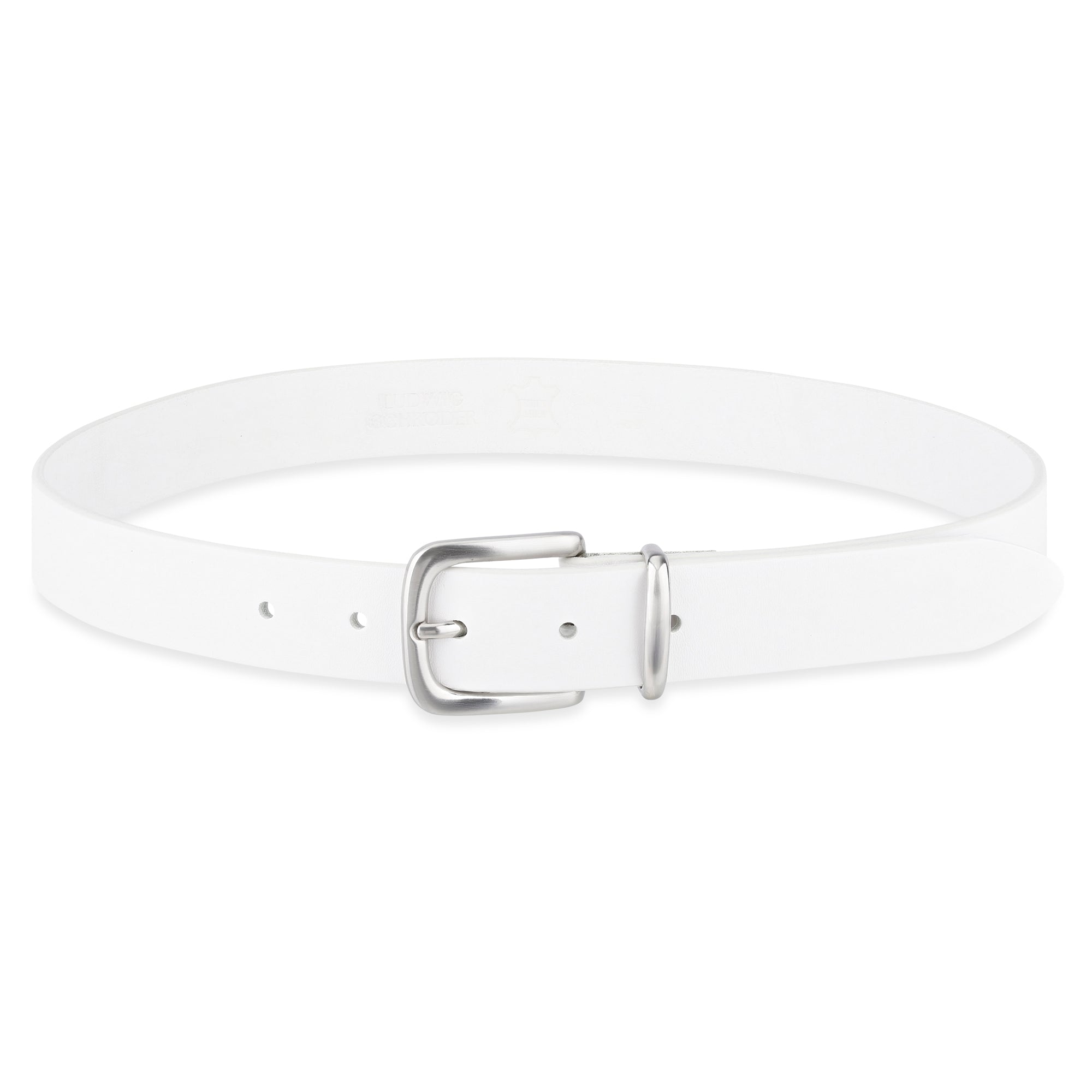 weißer Ledergürtel für Damen mit Silber-Schnalle