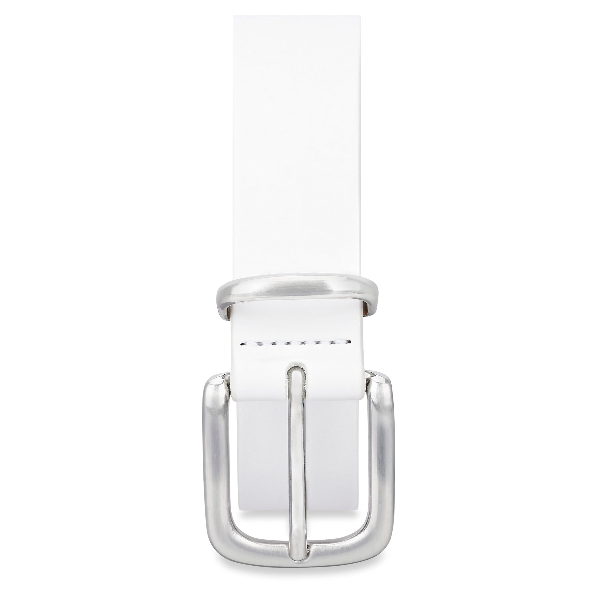 weißer Damengürtel aus echtem Leder mit Silberschnalle